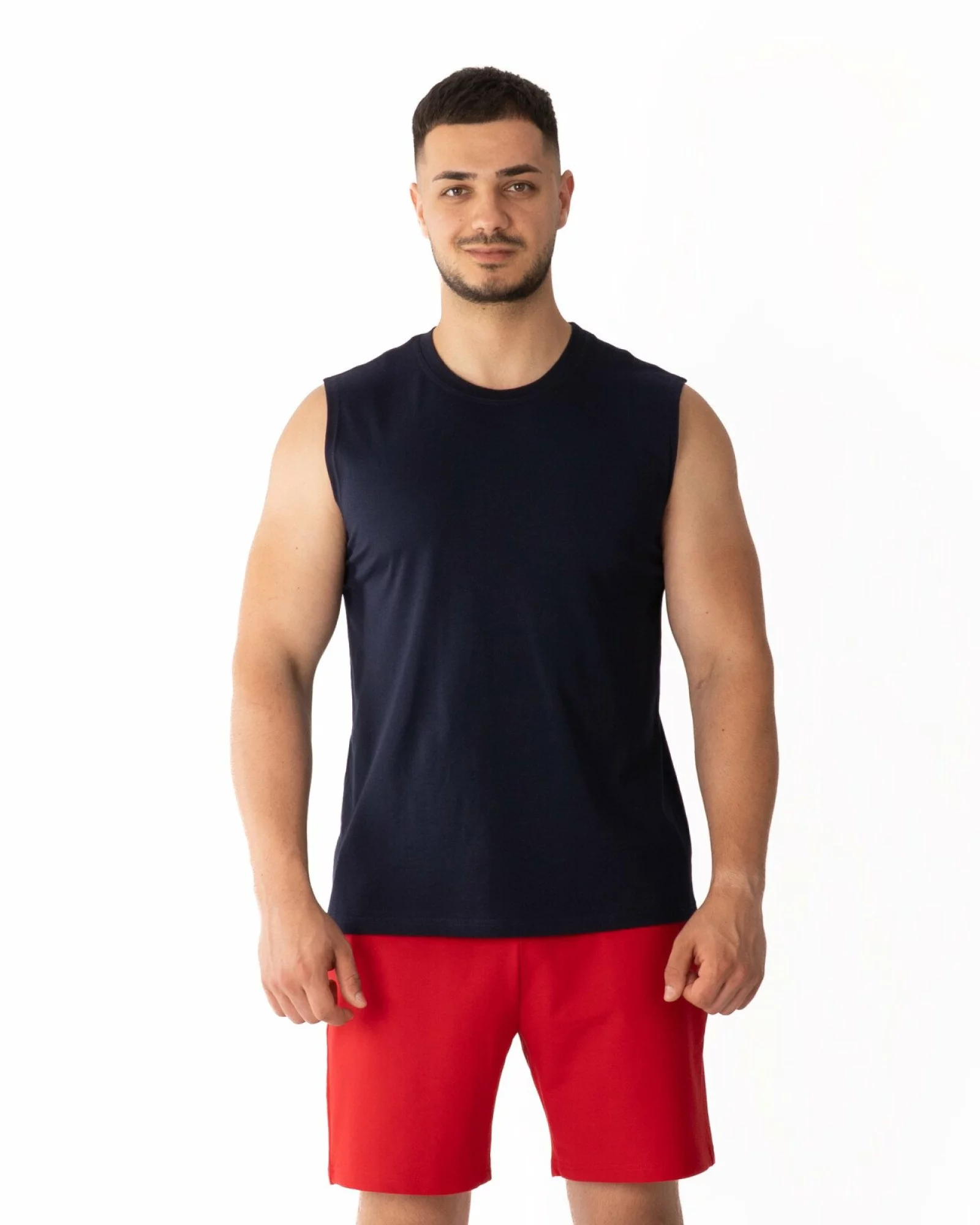 Tricou fără mâneci bărbați bleumarin bumbac