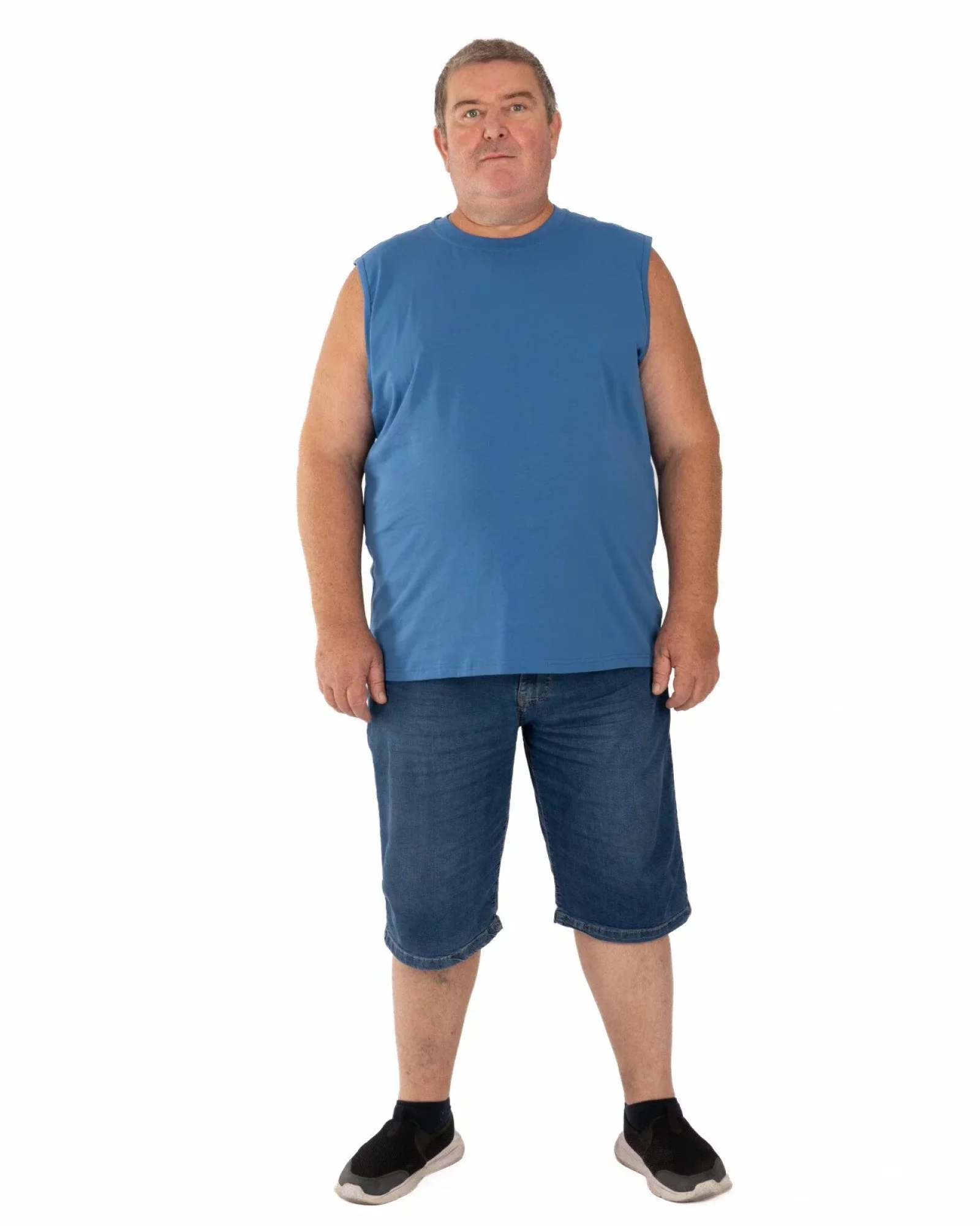 Tricou fără mâneci bărbați mărimi mari albastru, din bumbac