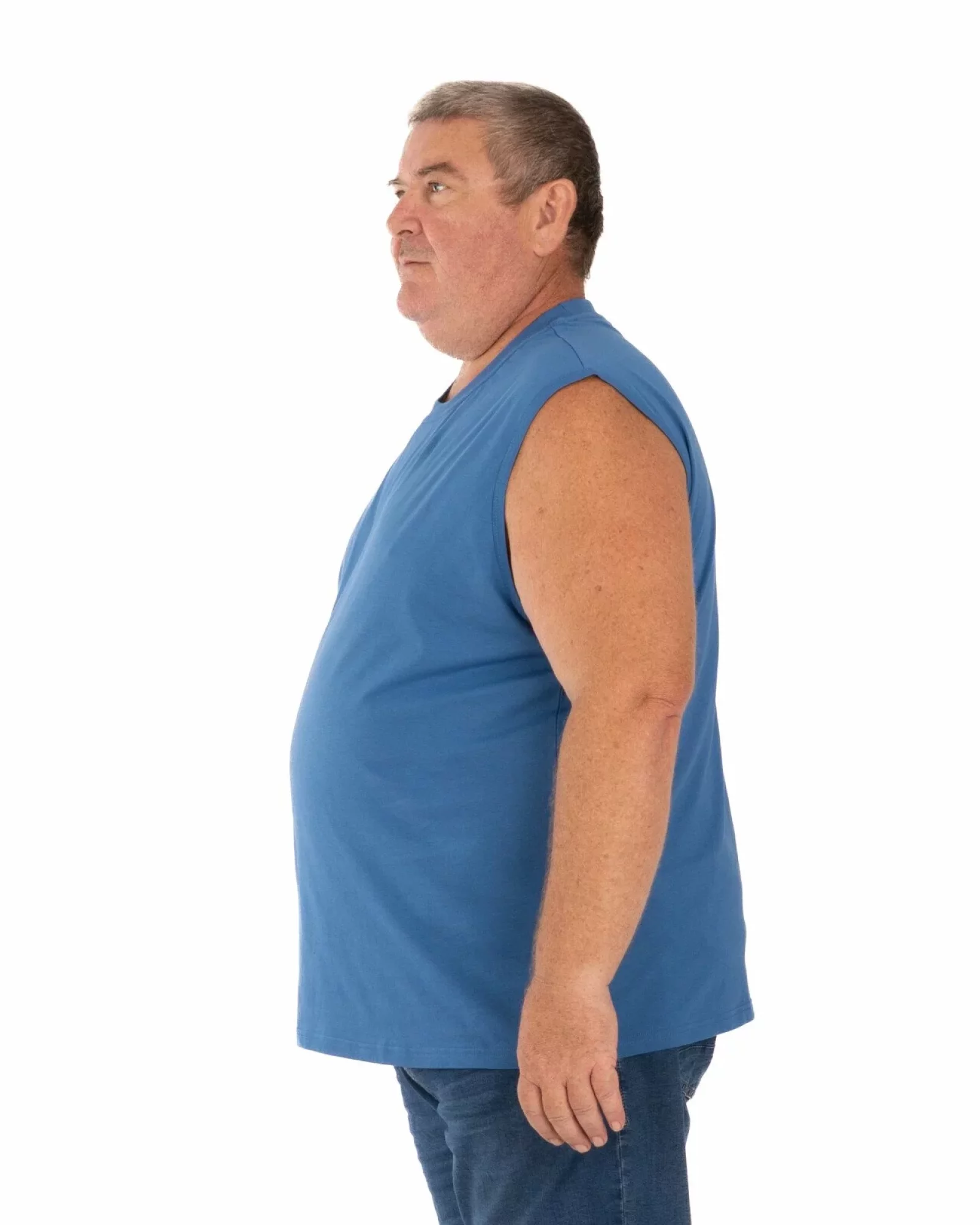 Tricou fără mâneci bărbați mărimi mari albastru, din bumbac