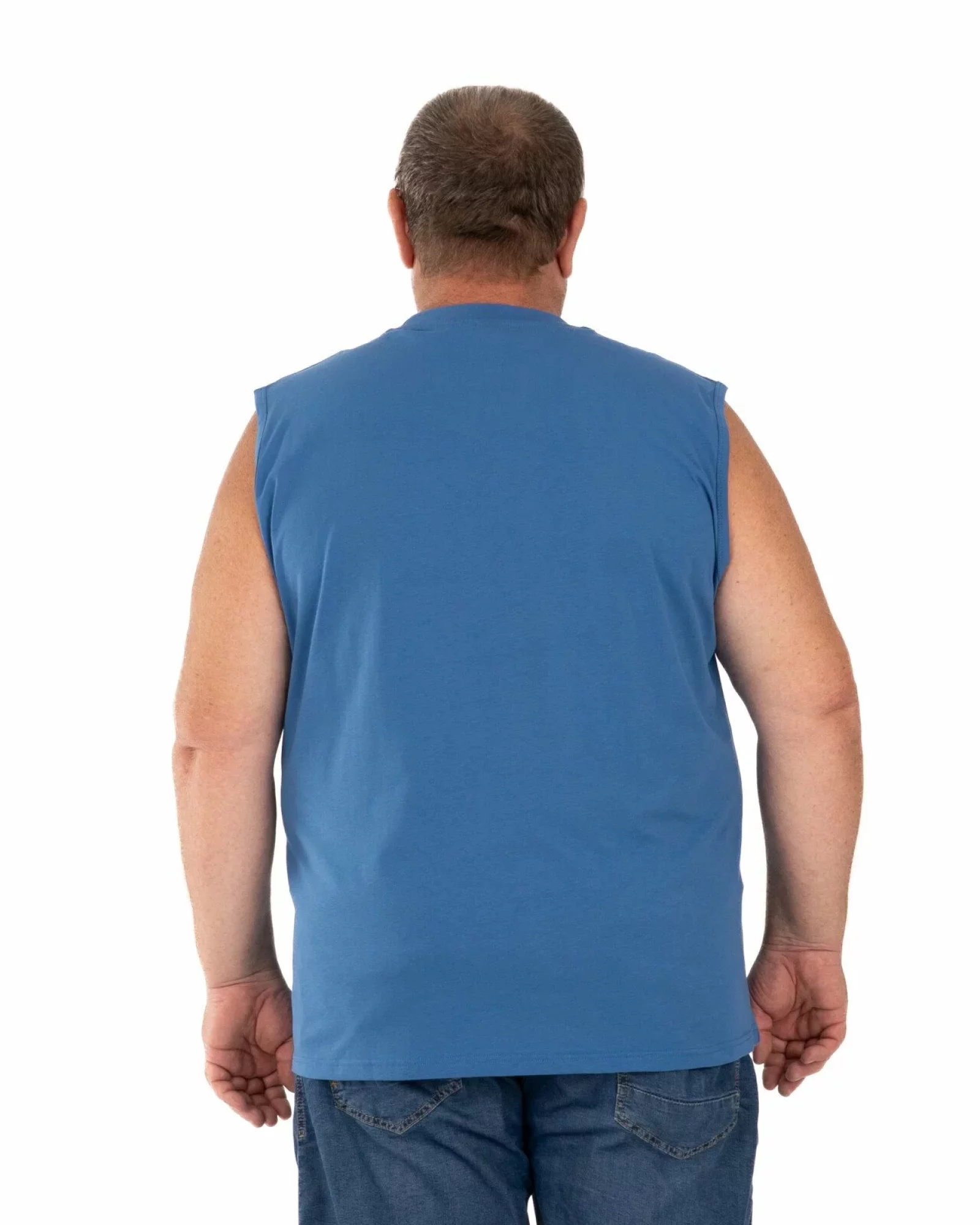 Tricou fără mâneci bărbați mărimi mari albastru, din bumbac
