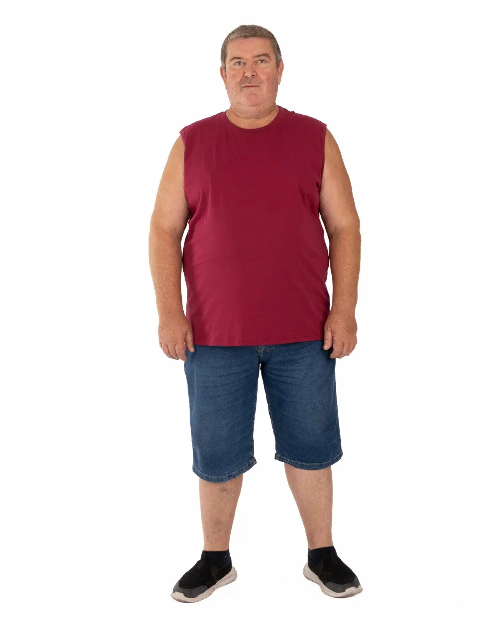 Tricou fără mâneci bărbați mărimi mari bordo, din bumbac