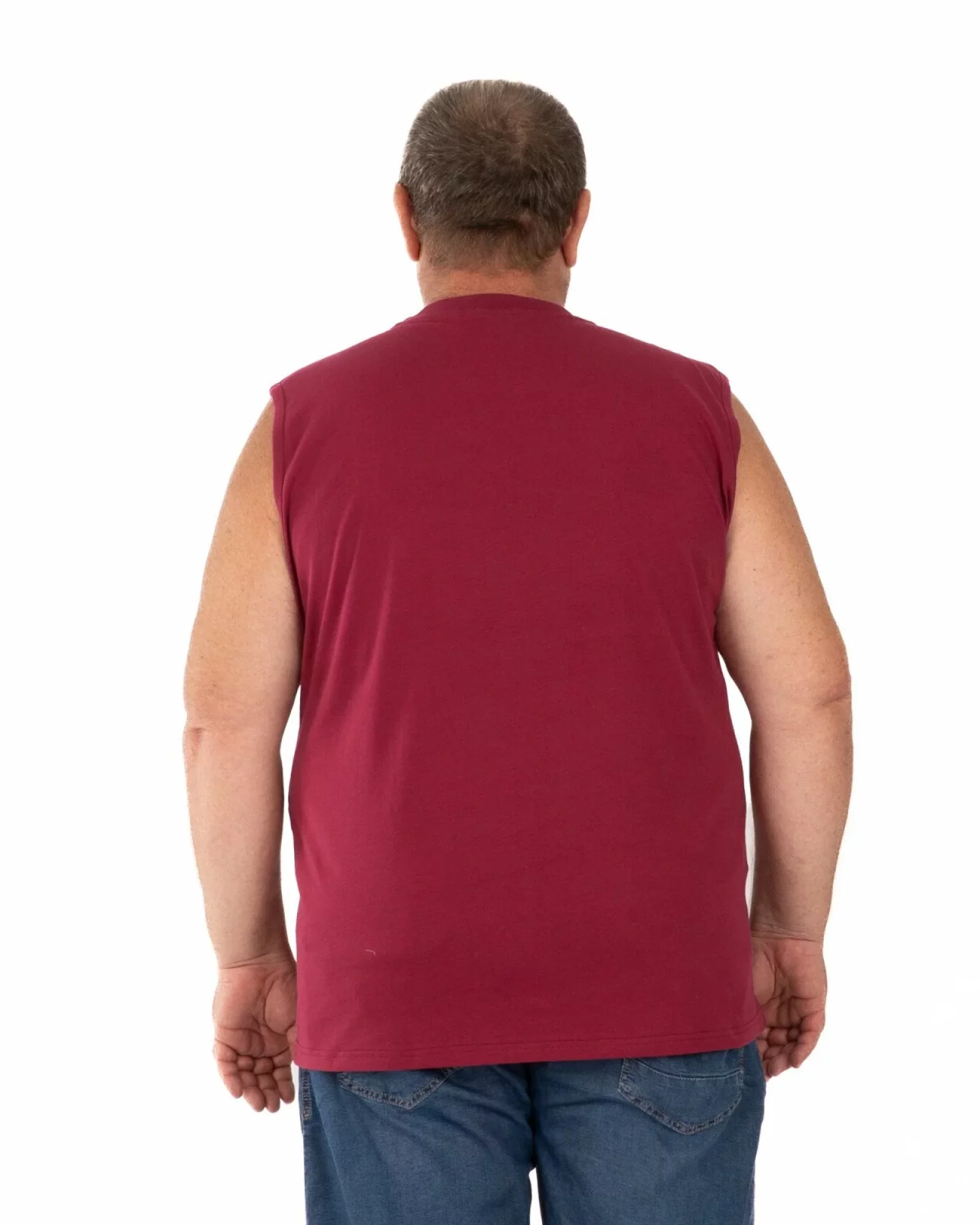Tricou fără mâneci bărbați mărimi mari bordo, din bumbac