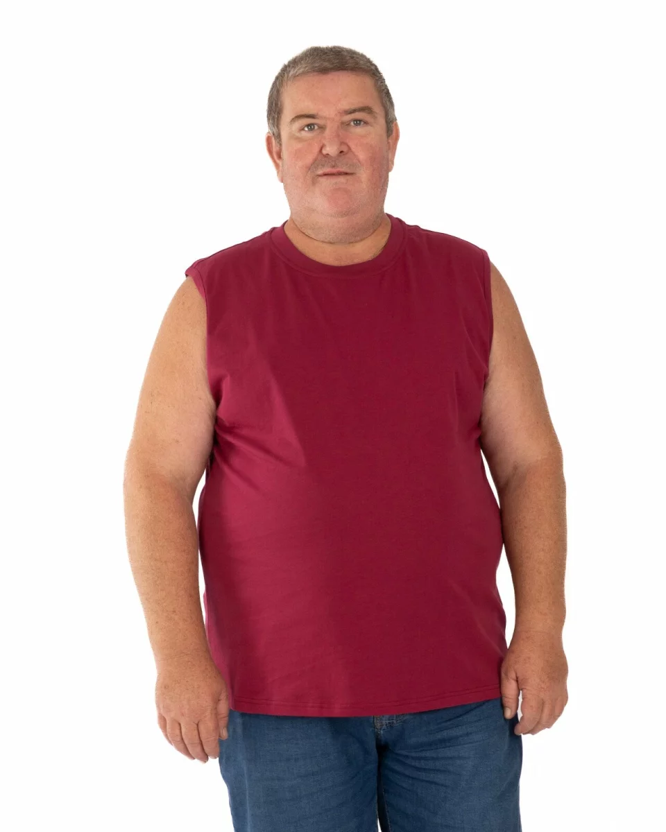 Tricou fără mâneci bărbați mărimi mari bordo, din bumbac
