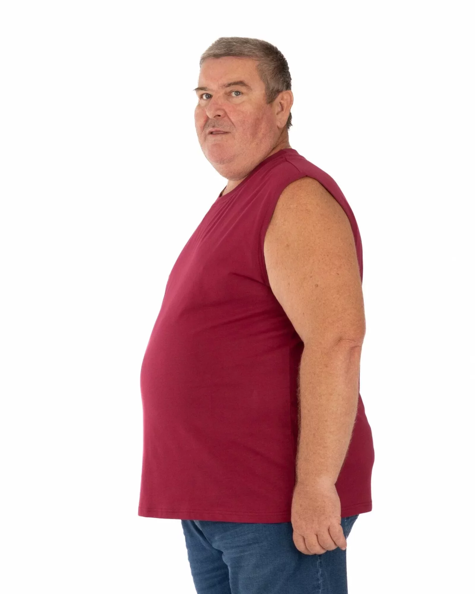 Tricou fără mâneci bărbați mărimi mari bordo, din bumbac