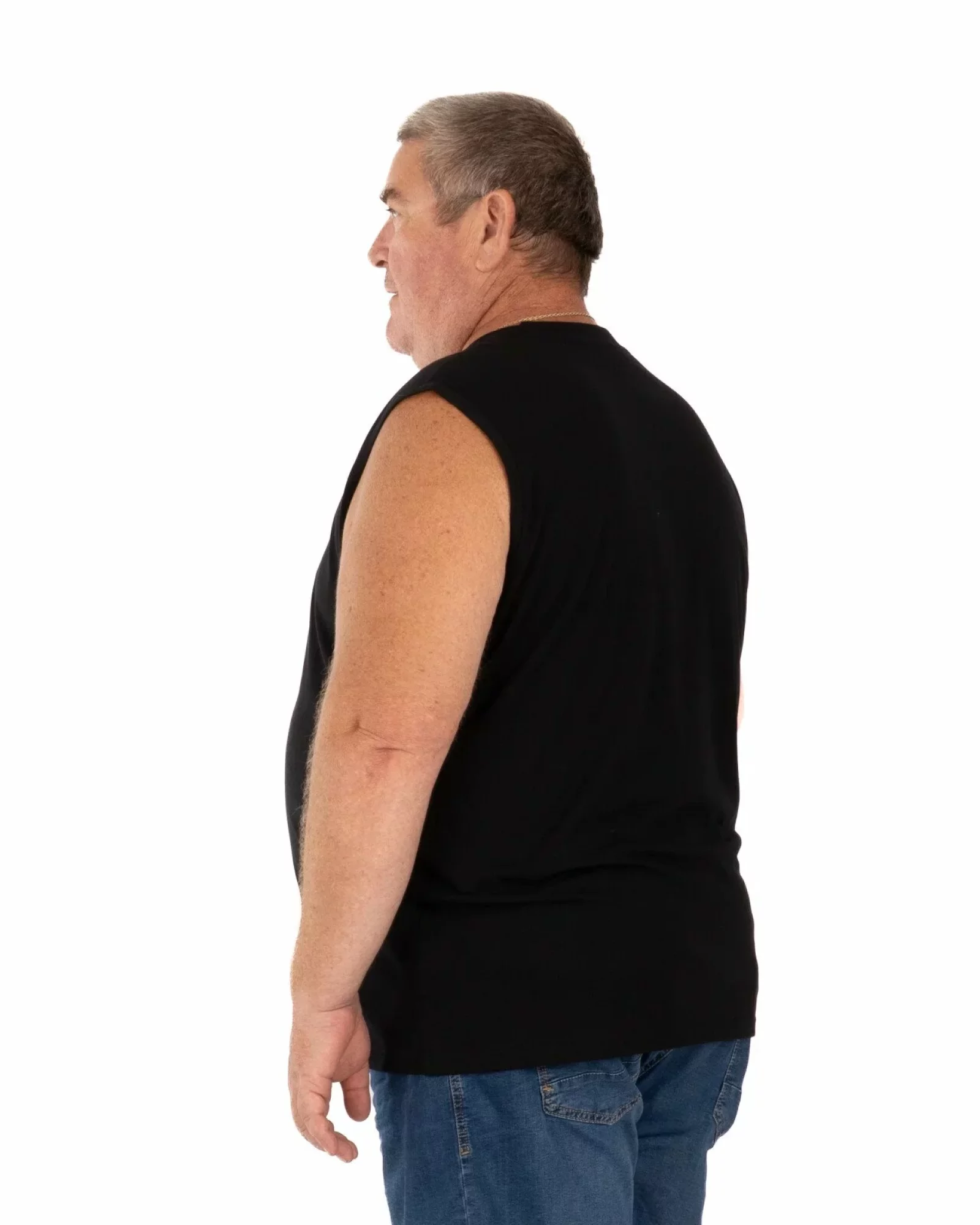 Tricou fără mâneci bărbați mărimi mari negru, din bumbac