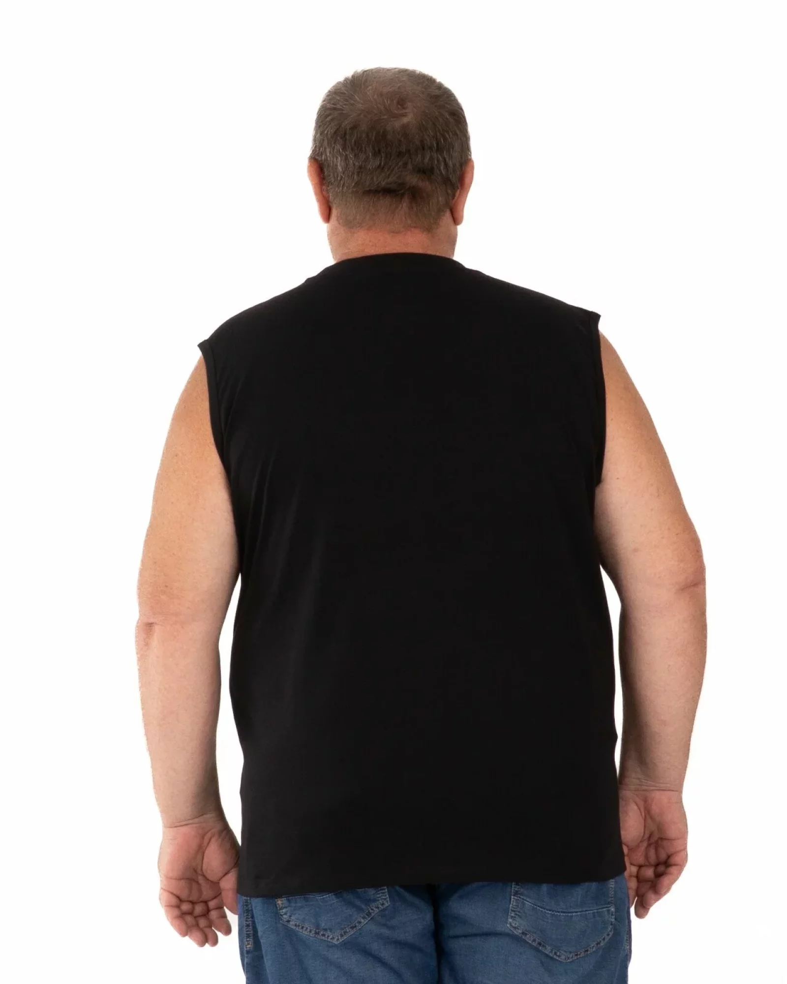 Tricou fără mâneci bărbați mărimi mari negru, din bumbac
