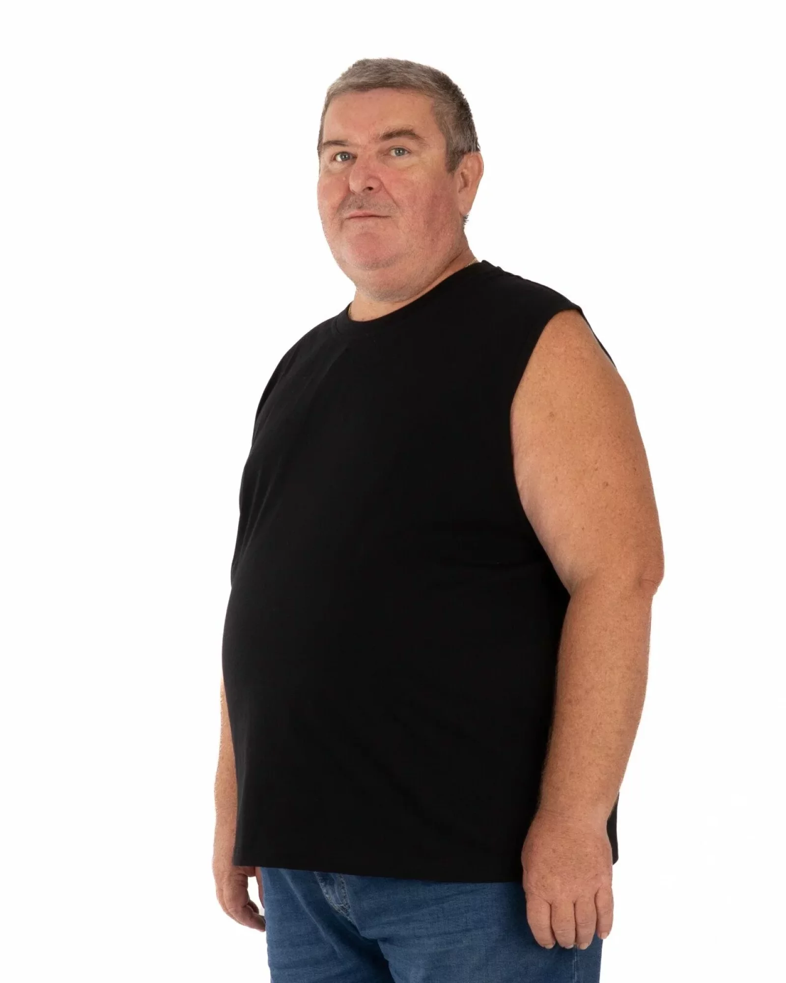 Tricou fără mâneci bărbați mărimi mari negru, din bumbac