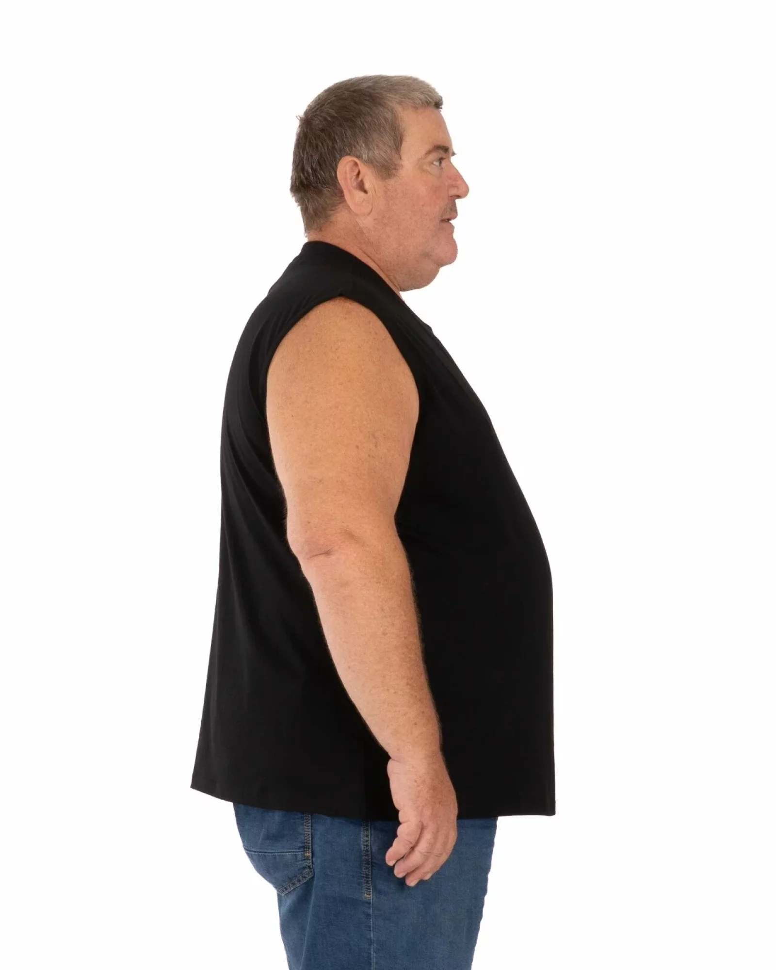 Tricou fără mâneci bărbați mărimi mari negru, din bumbac