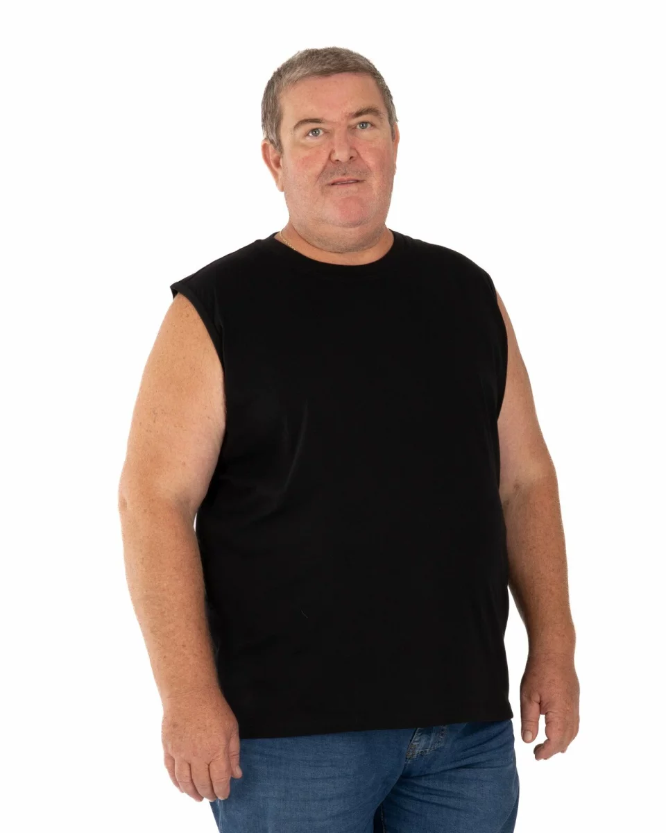 Tricou fără mâneci bărbați mărimi mari negru, din bumbac