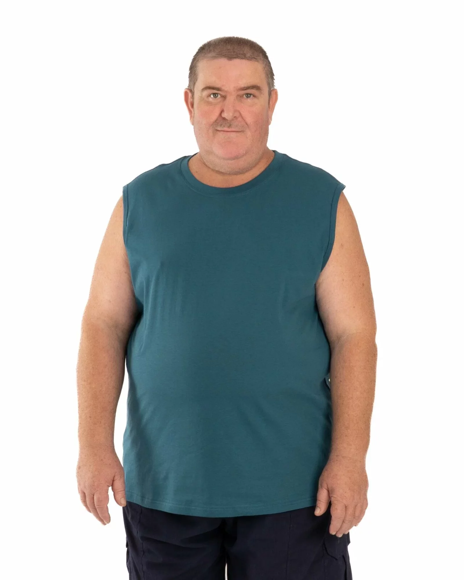 Tricou fără mâneci bărbați mărimi mari petrol, din bumbac