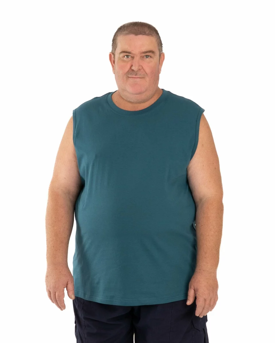 Tricou fără mâneci bărbați mărimi mari petrol, din bumbac
