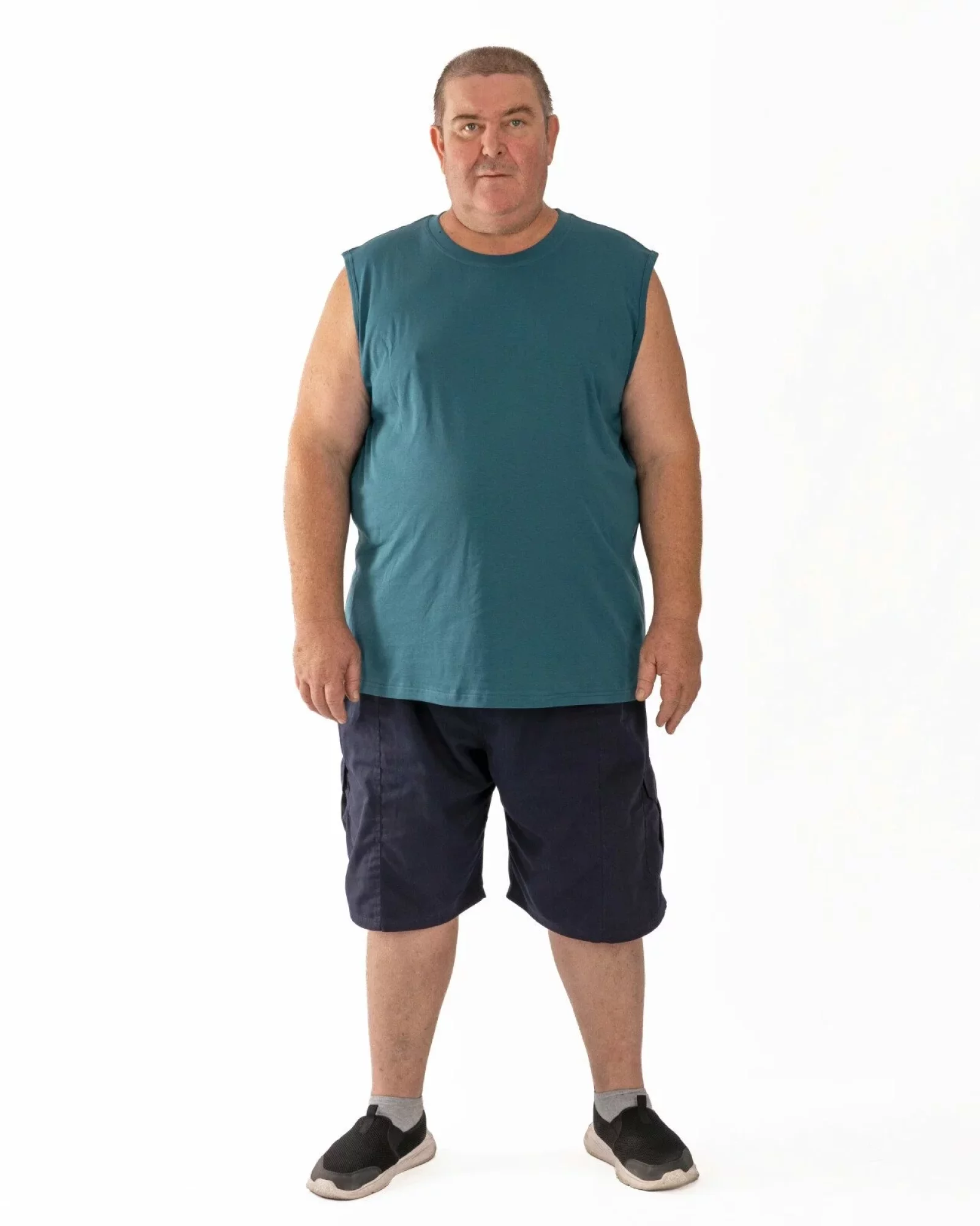 Tricou fără mâneci bărbați mărimi mari petrol, din bumbac