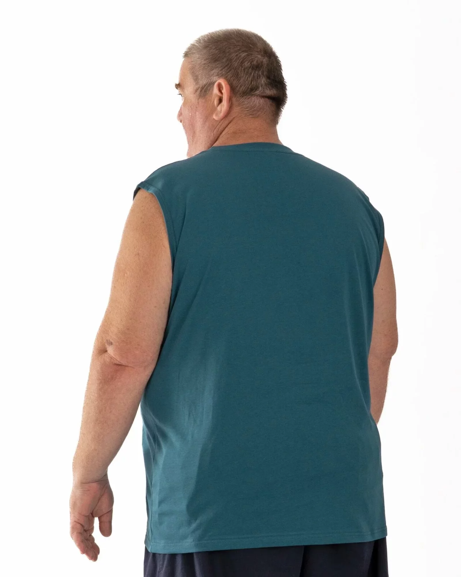 Tricou fără mâneci bărbați mărimi mari petrol, din bumbac