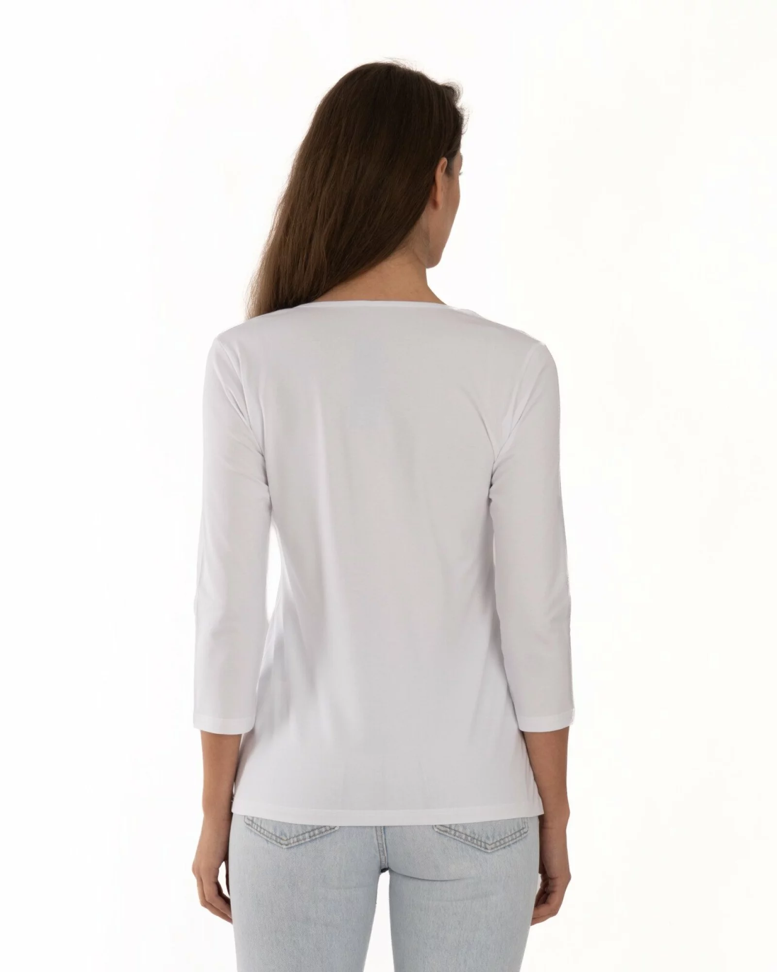 Bluza damă bumbac alba mânecă 3/4