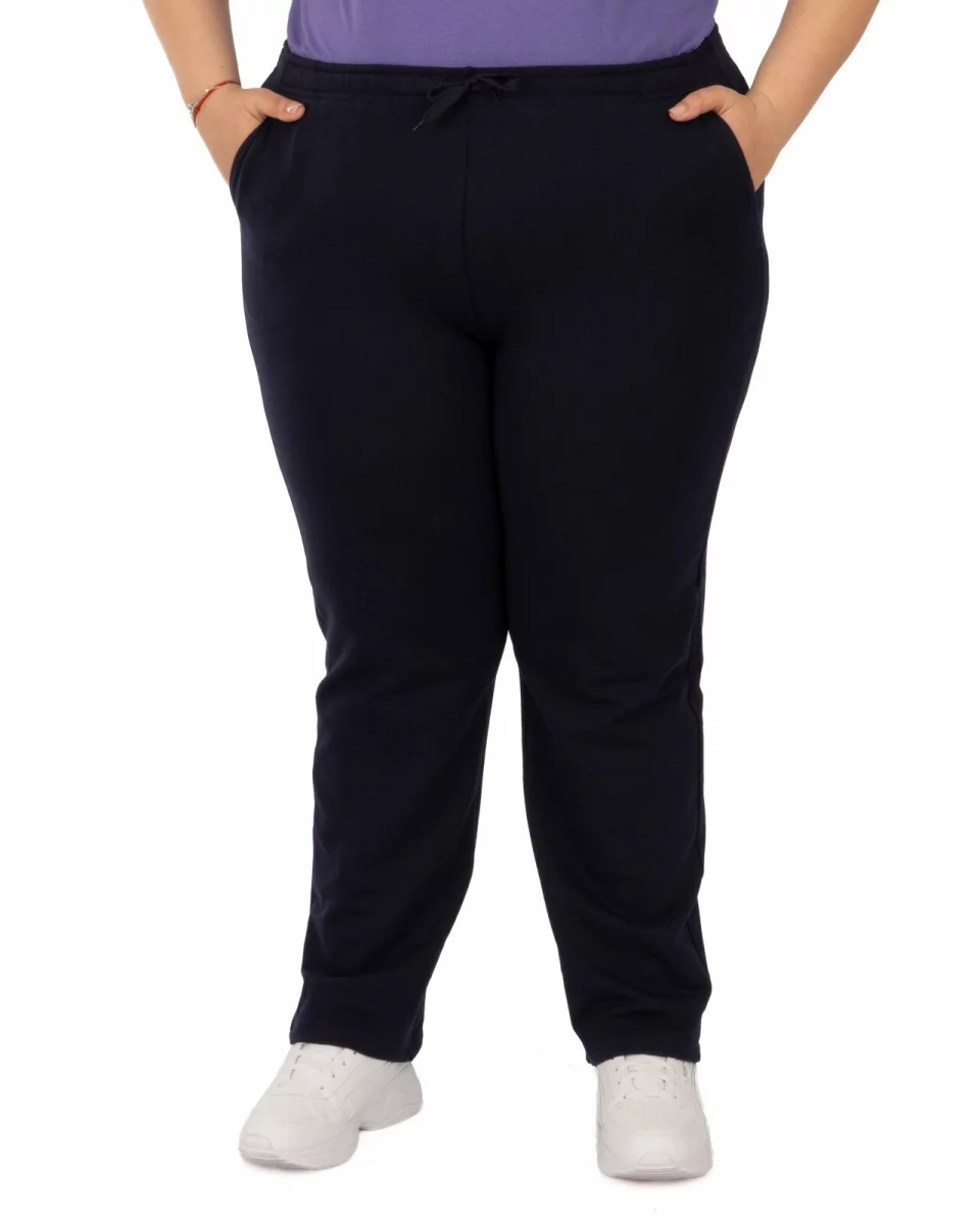 Pantaloni de trening damă mărimi mari bleumarin, buzunare oblice P.2235