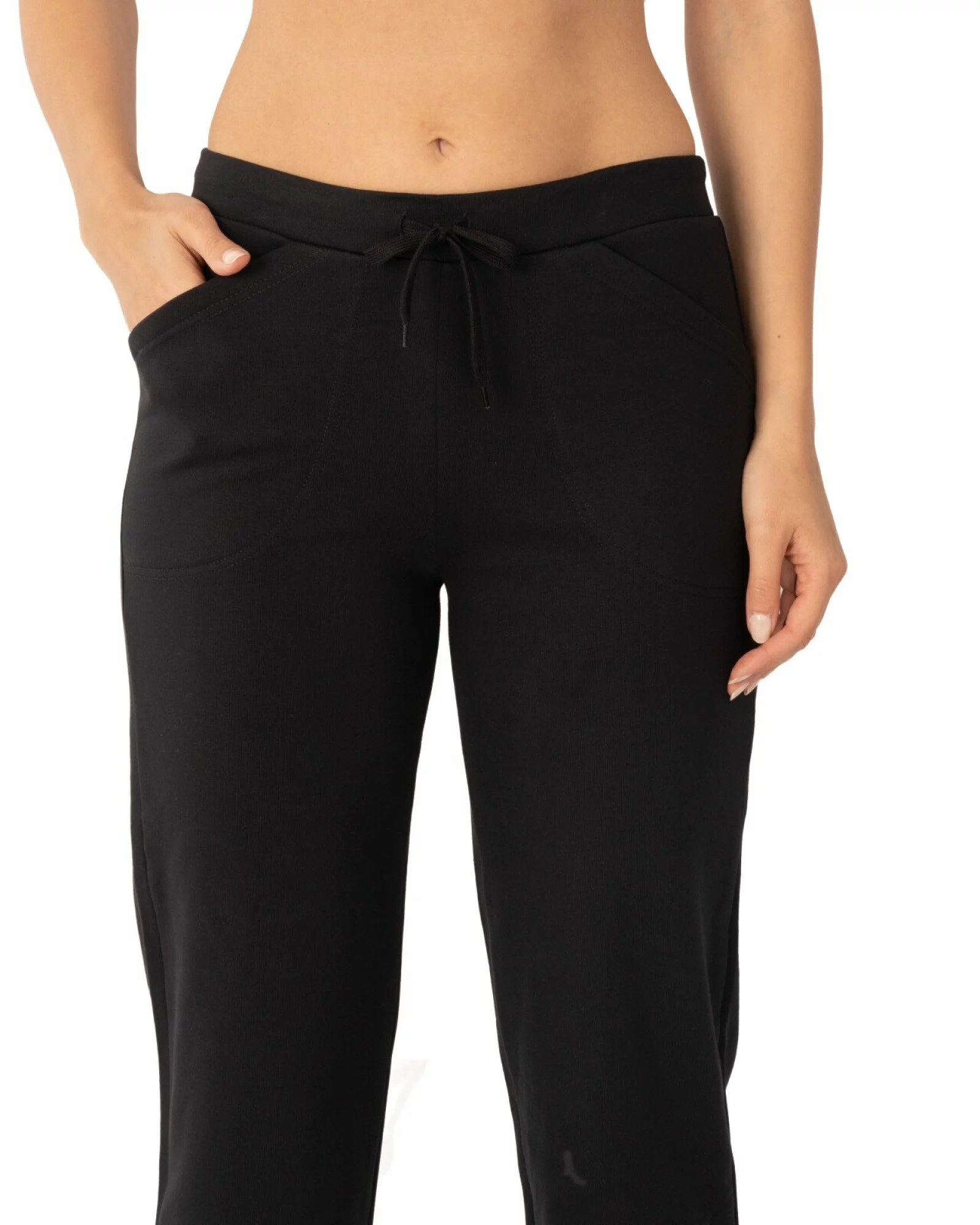 Pantaloni de trening damă negri, pufoși și călduroși P.2231