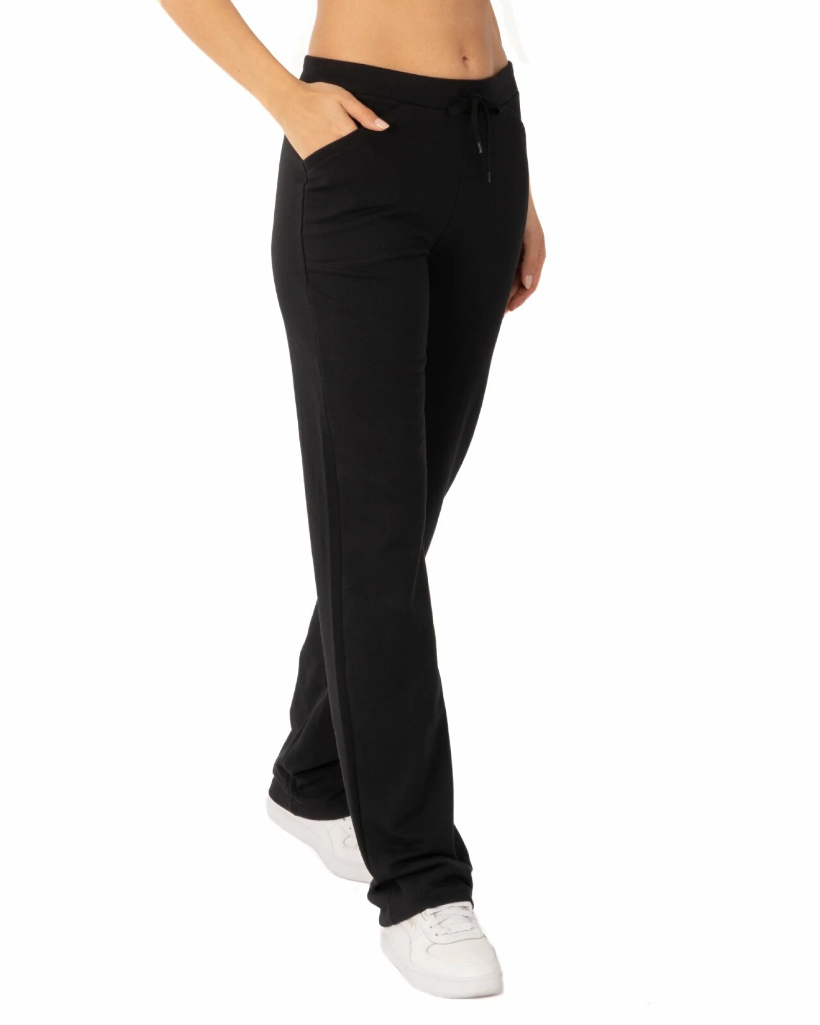 Pantaloni de trening damă negri, pufoși și călduroși P.2231
