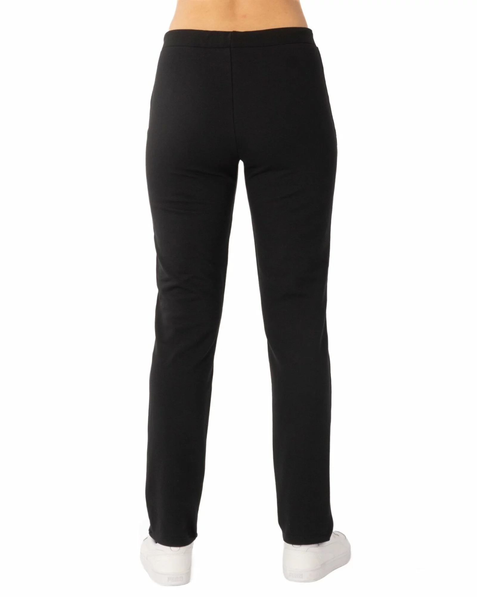 Pantaloni de trening damă conici, negri, pufoși, cu buzunare cu fermoar P.2237