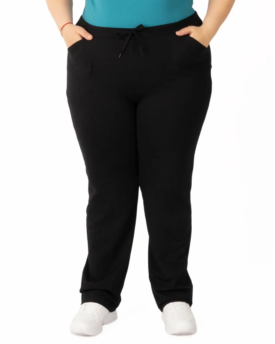 Pantaloni de trening damă mărimi mari negri, de vară P.2006