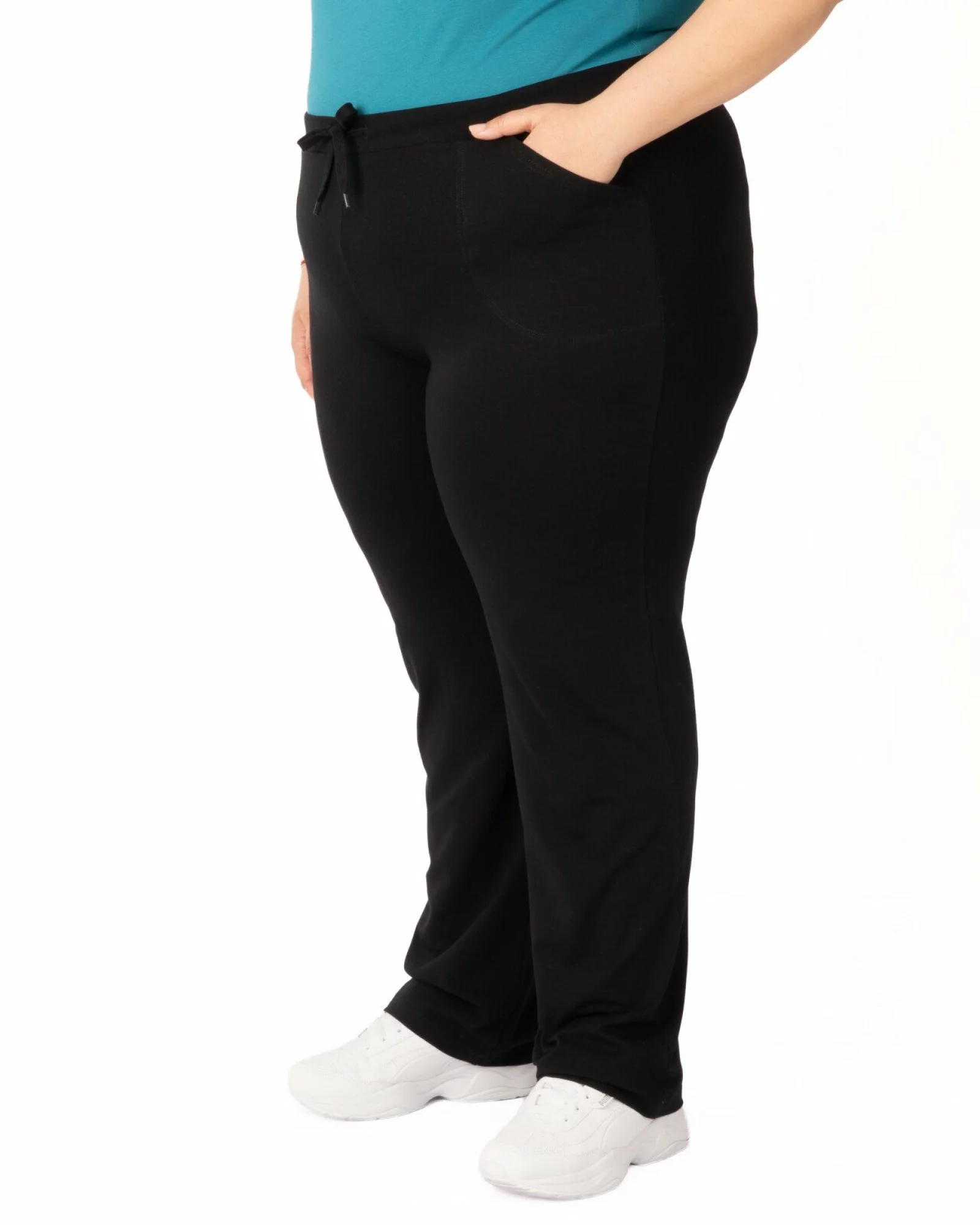 Pantaloni de trening damă mărimi mari negri de vară P.2006