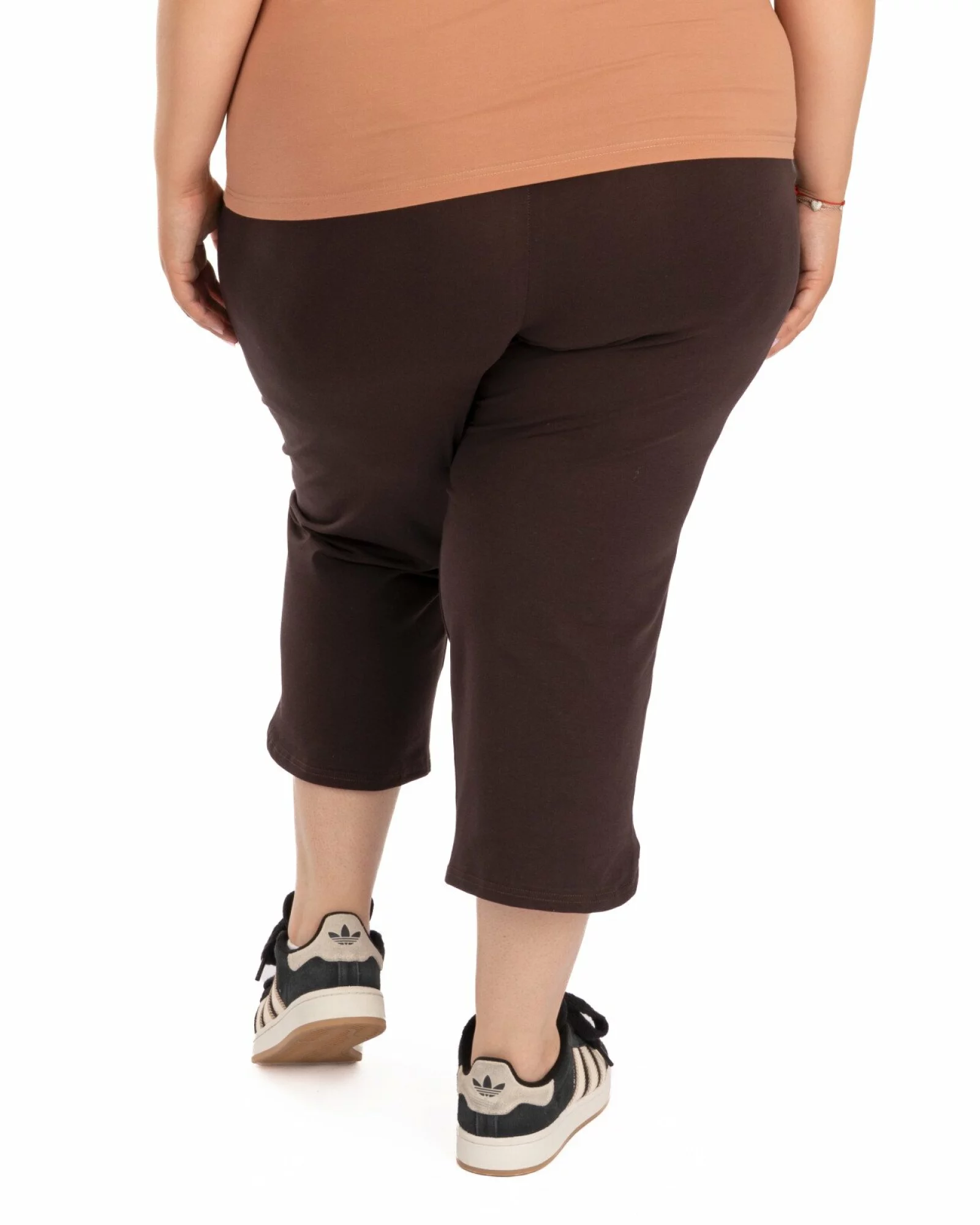 Pantaloni trei sferturi damă mărimi mari maro P.2217