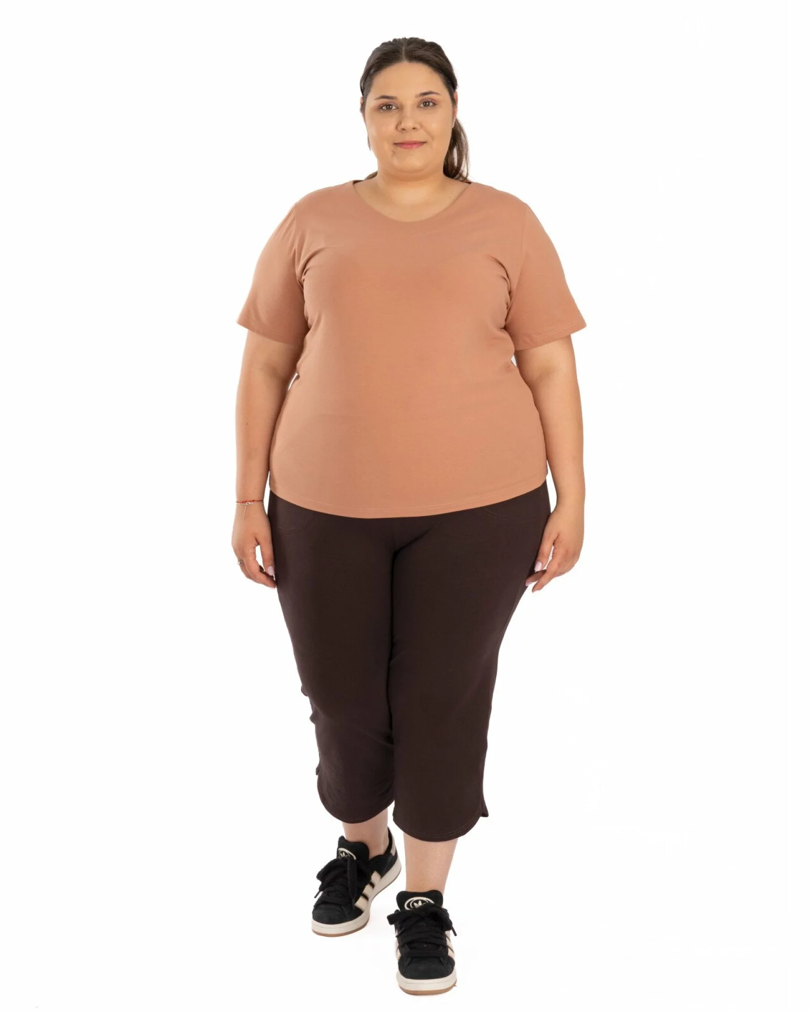 Pantaloni trei sferturi damă mărimi mari maro P.2217