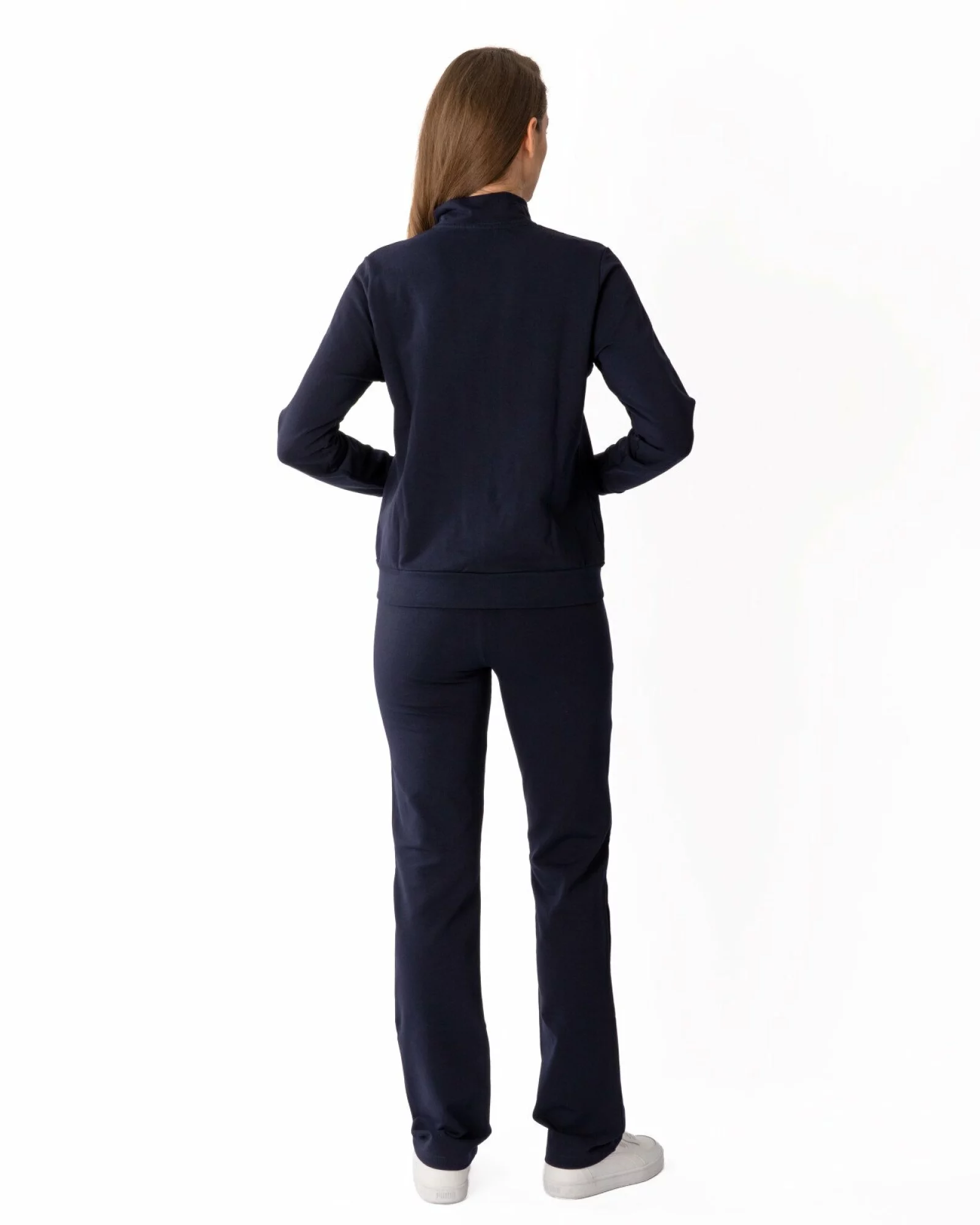 Trening damă bumbac bleumarin cu accente contrastante COM.2074