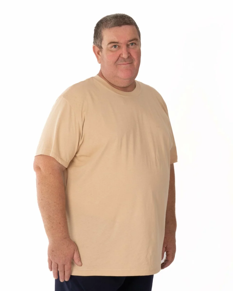 Tricou bărbați mărimi mari crem, simplu, din bumbac