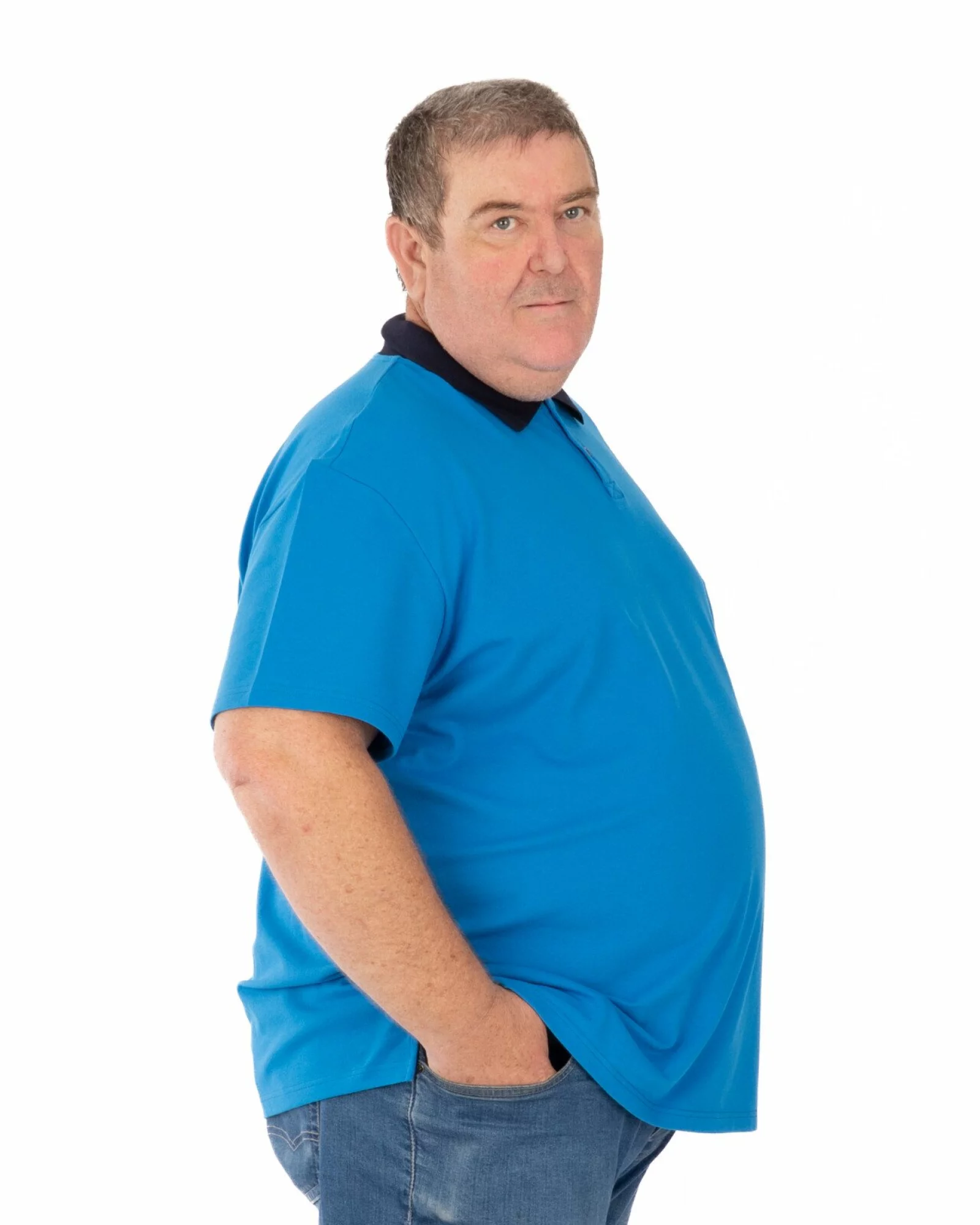 Tricou polo bărbați mărimi mari albastru