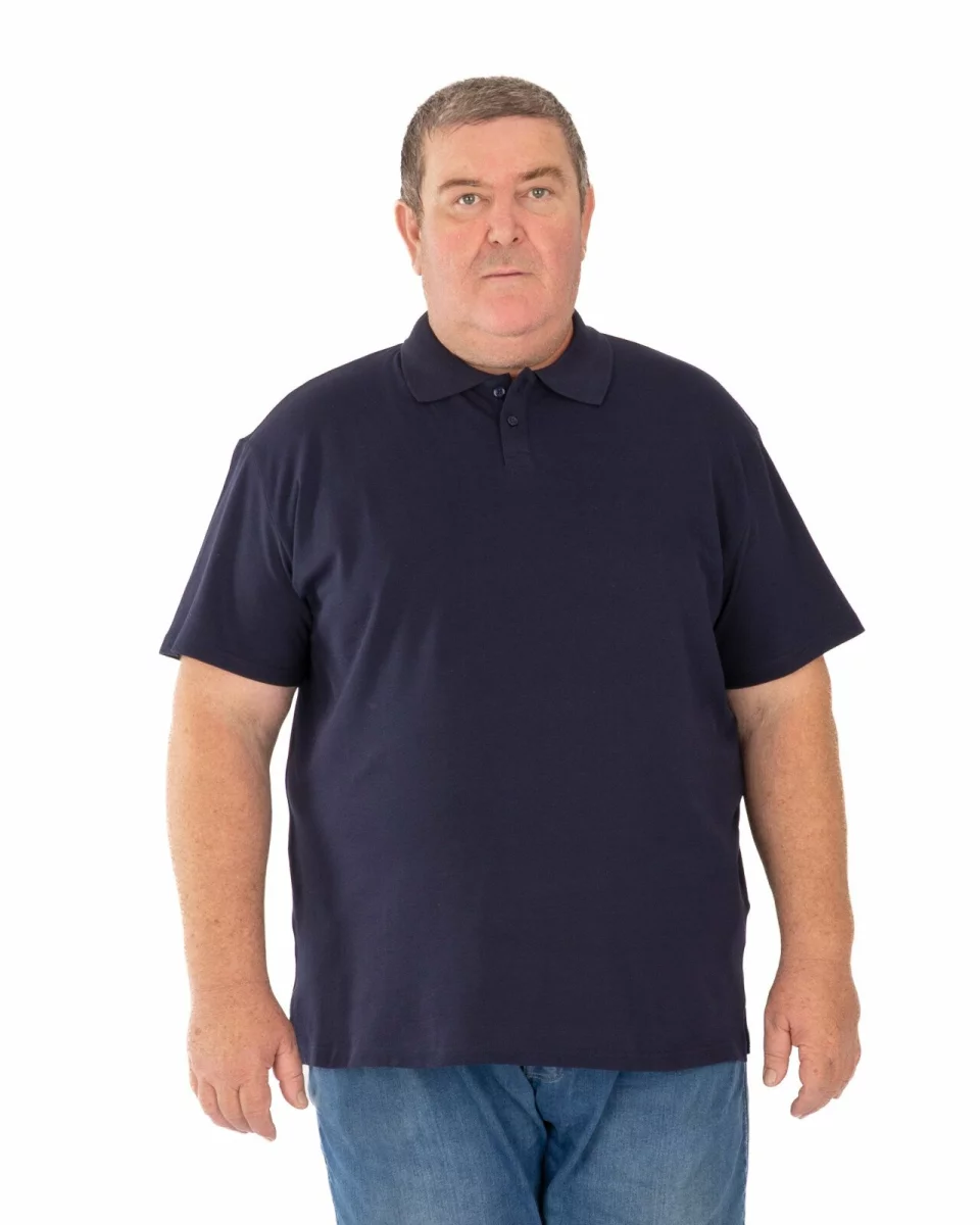 Tricou polo bărbați mărimi mari bleumarin, din bumbac piqué