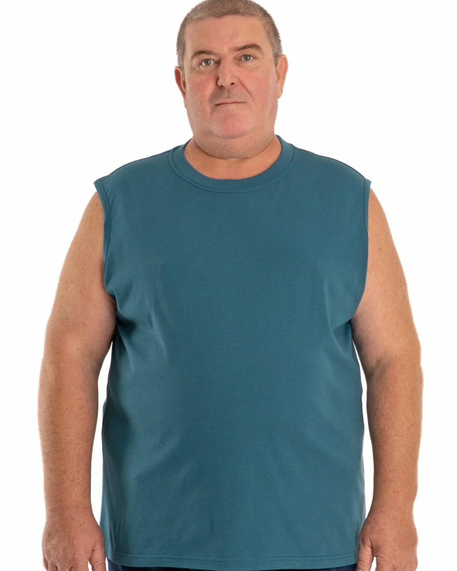 Tricou fără mâneci bărbați mărimi mari petrol, din bumbac