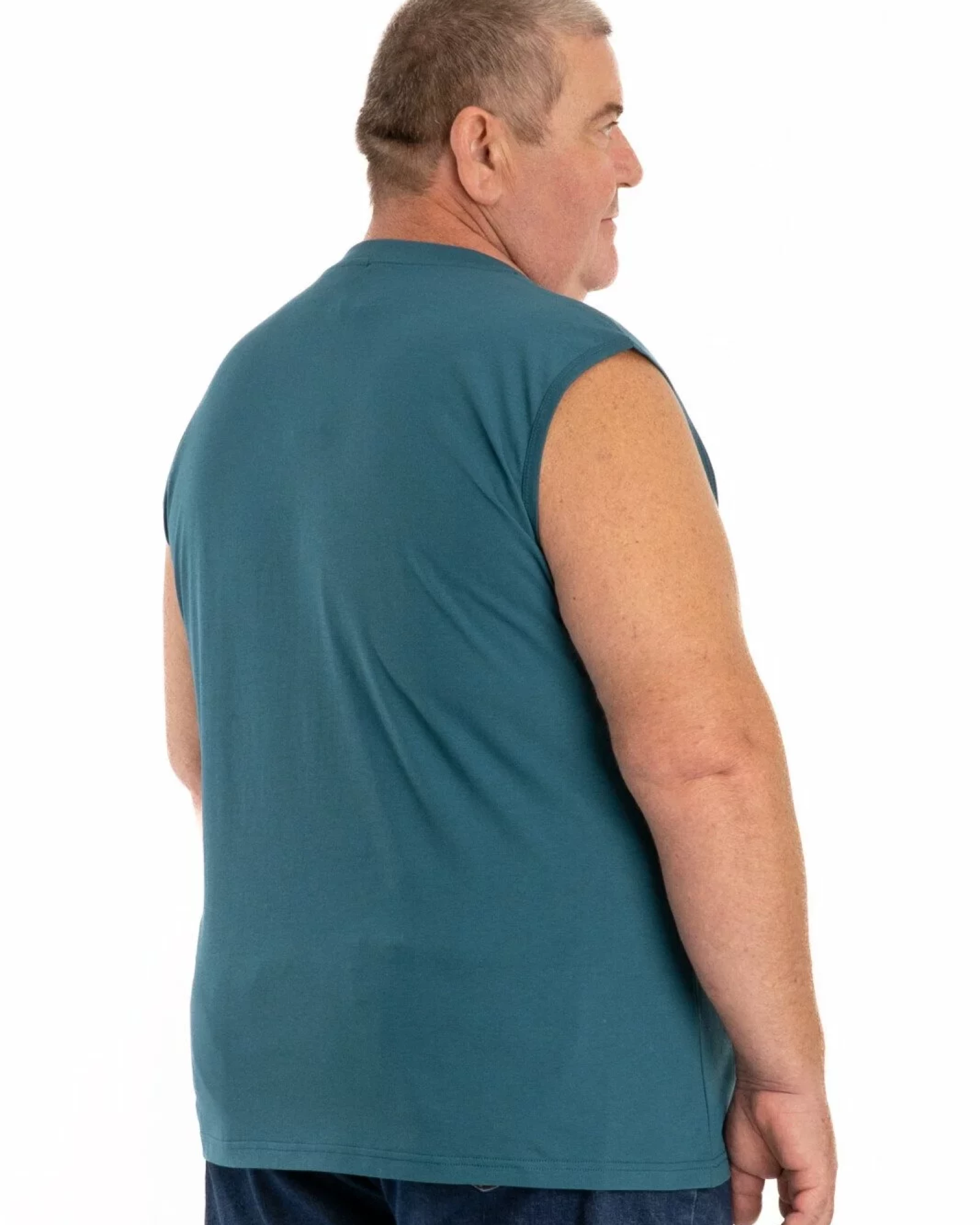 Tricou fără mâneci bărbați mărimi mari petrol, din bumbac