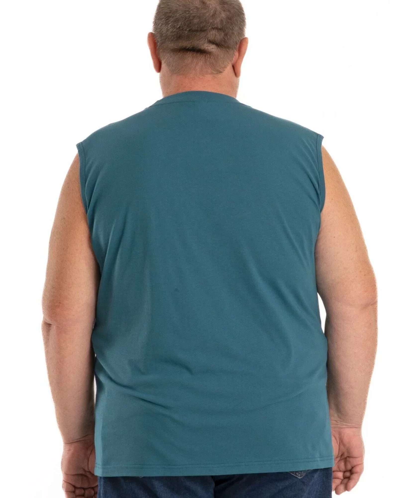 Tricou fără mâneci bărbați mărimi mari petrol, din bumbac