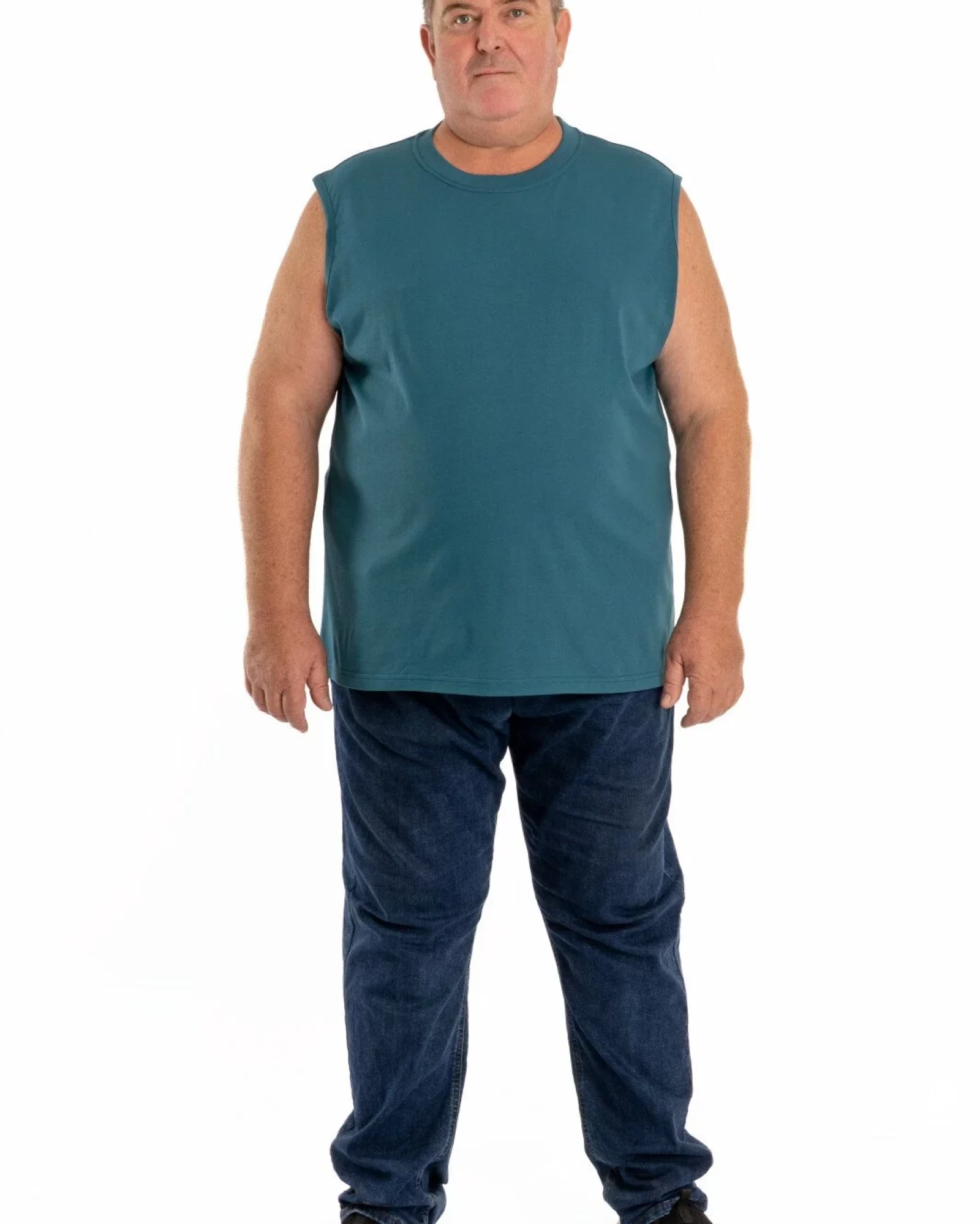 Tricou fără mâneci bărbați mărimi mari petrol, din bumbac