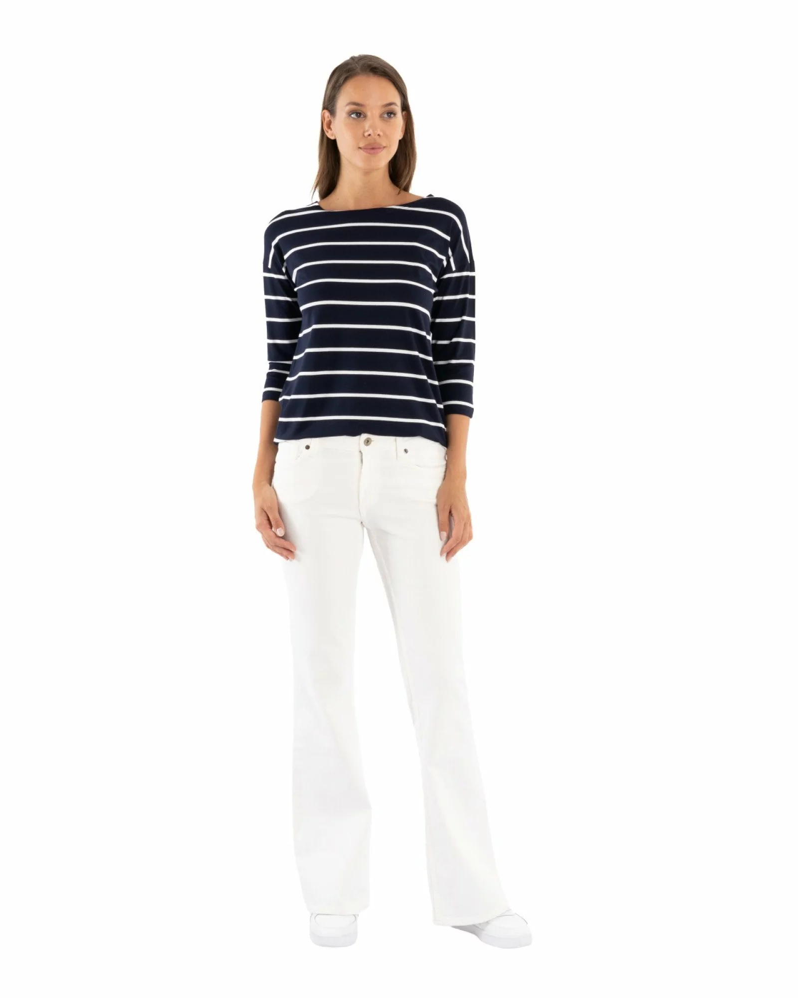 Bluza dungi bleumarin cu alb