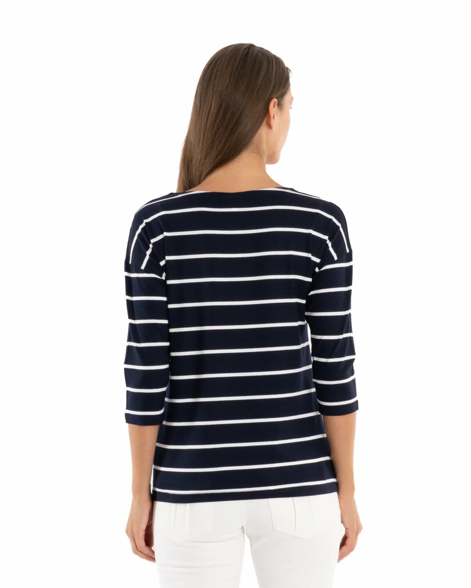 Bluza dungi bleumarin cu alb