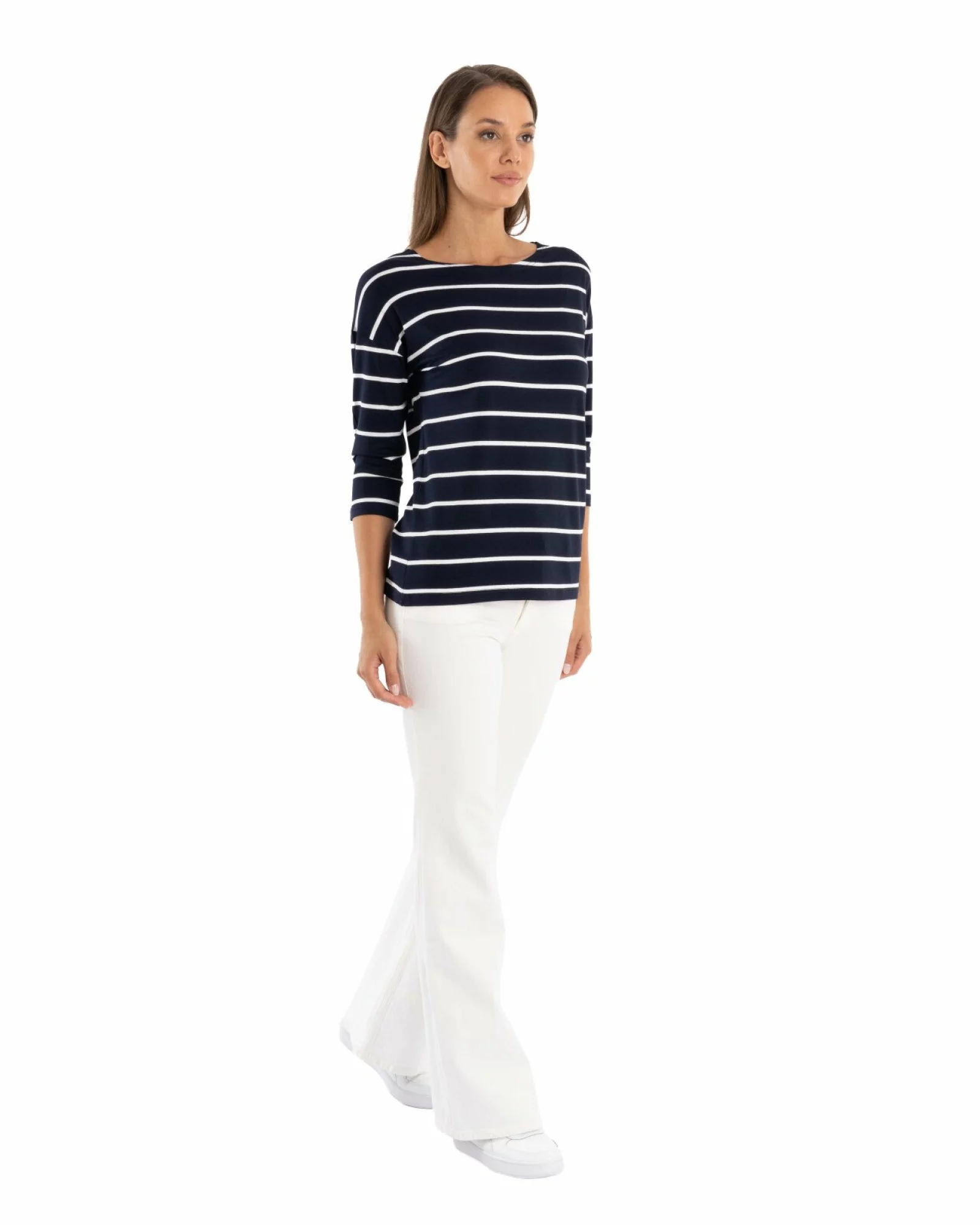 Bluza dungi bleumarin cu alb