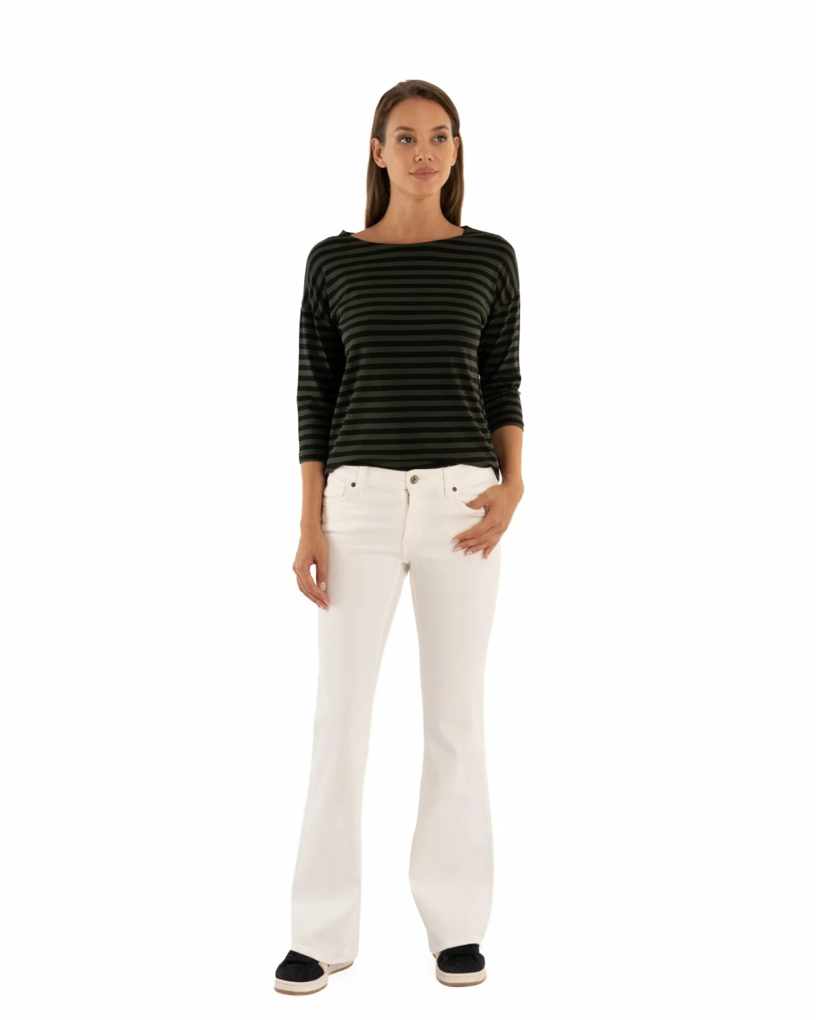 Bluza dungi oliv cu antracit