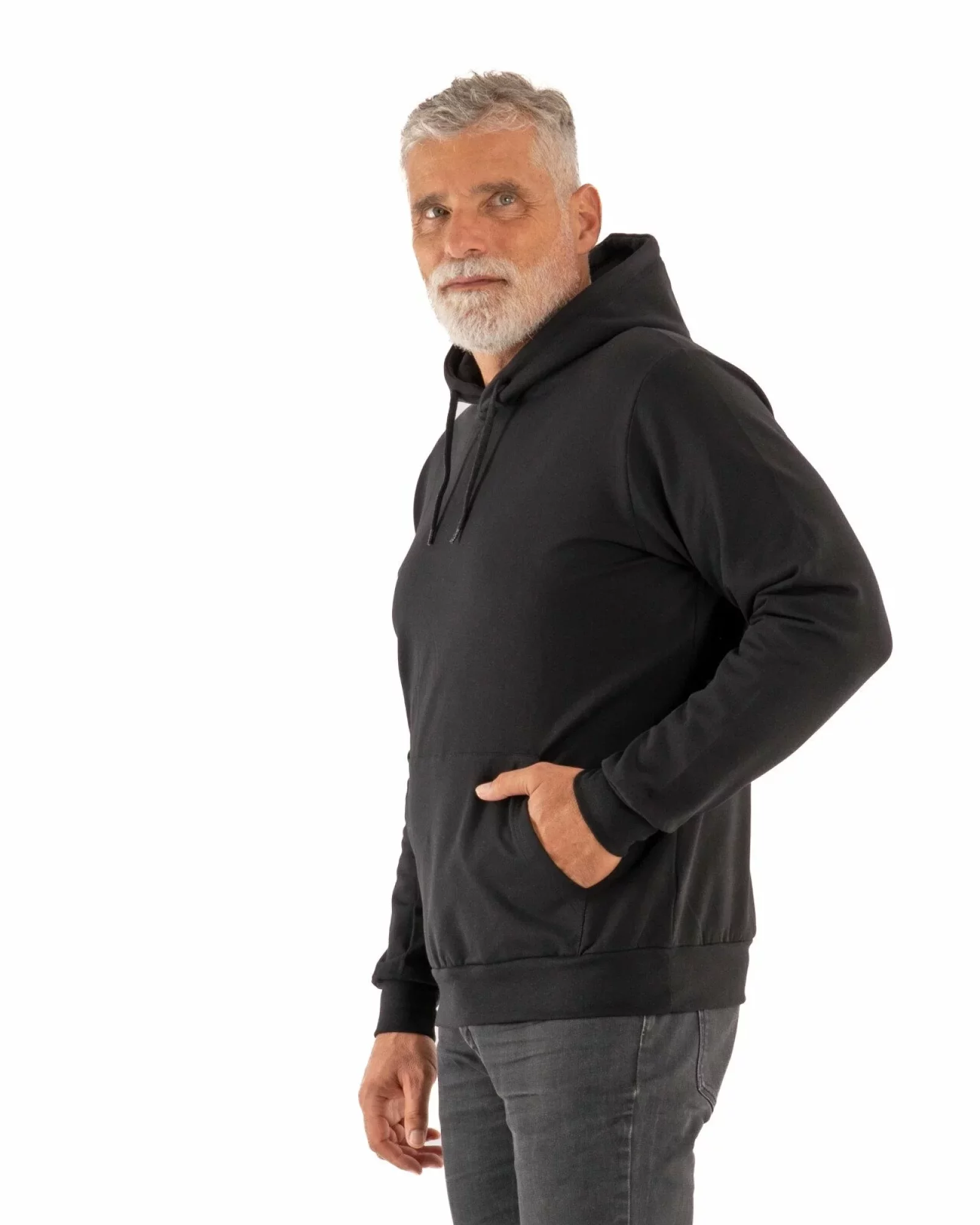Hanorac pufos bărbați cu glugă negru HG.4001