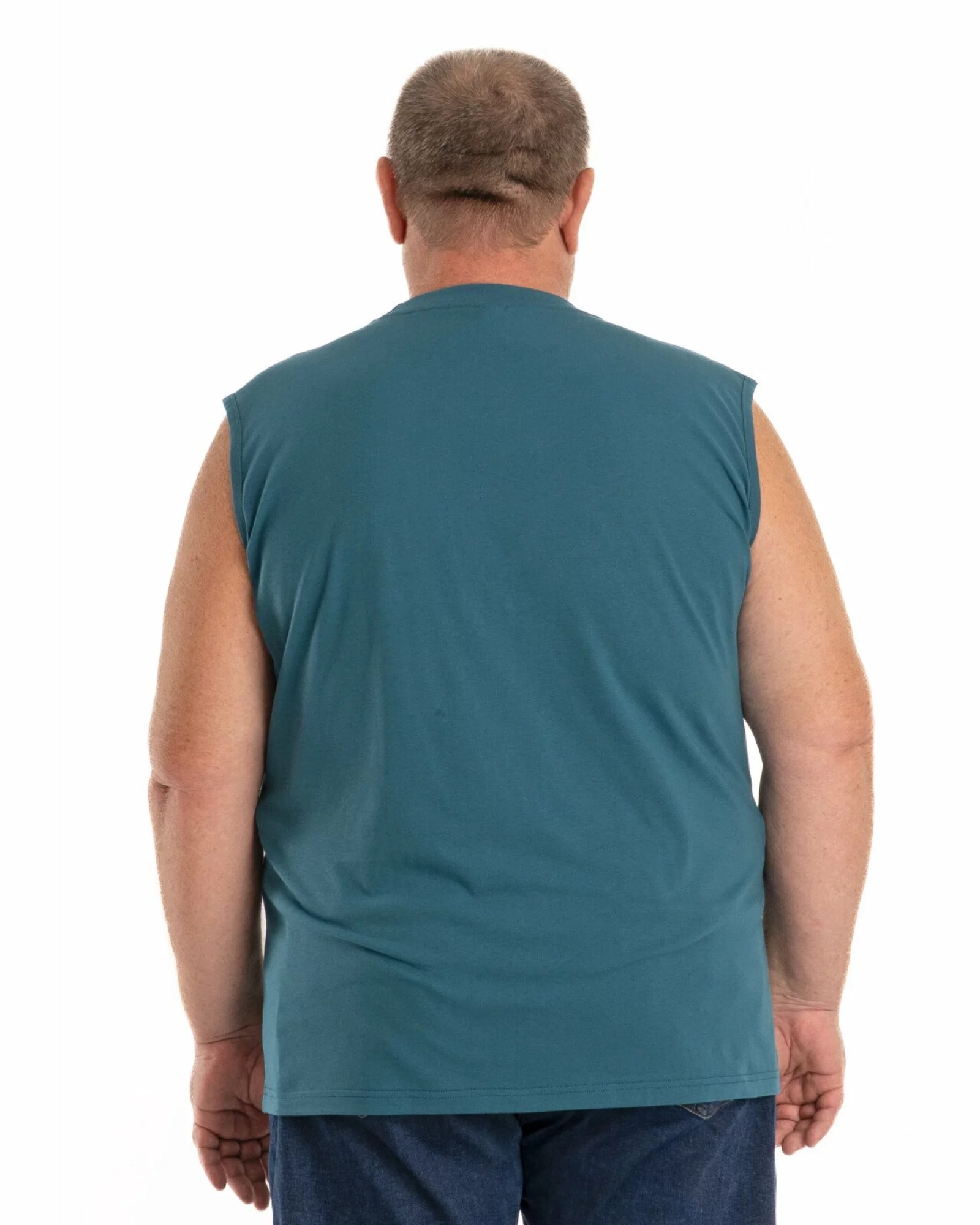Tricou fără mâneci bărbați mărimi mari albastru petrol