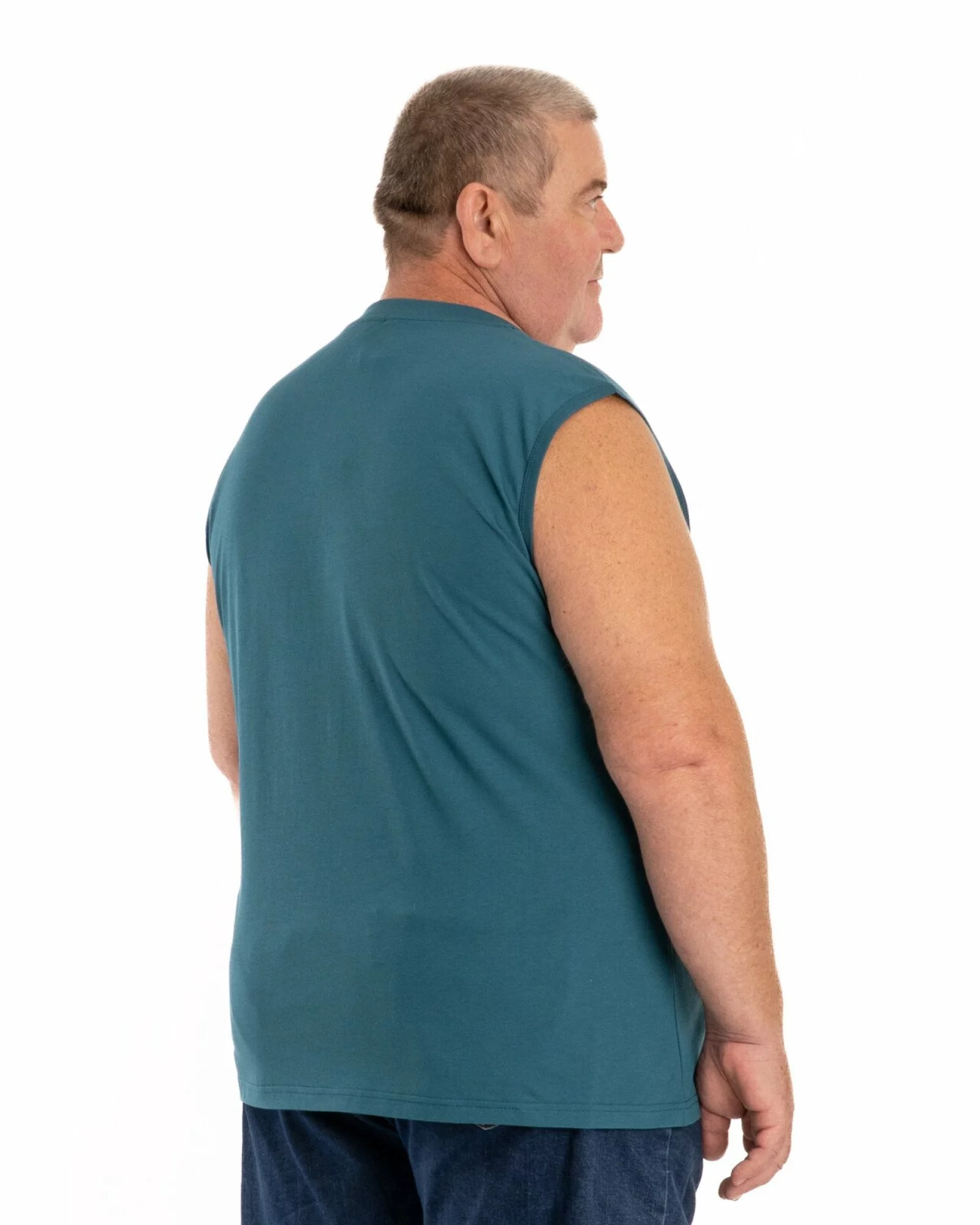 Tricou fără mâneci bărbați mărimi mari albastru petrol
