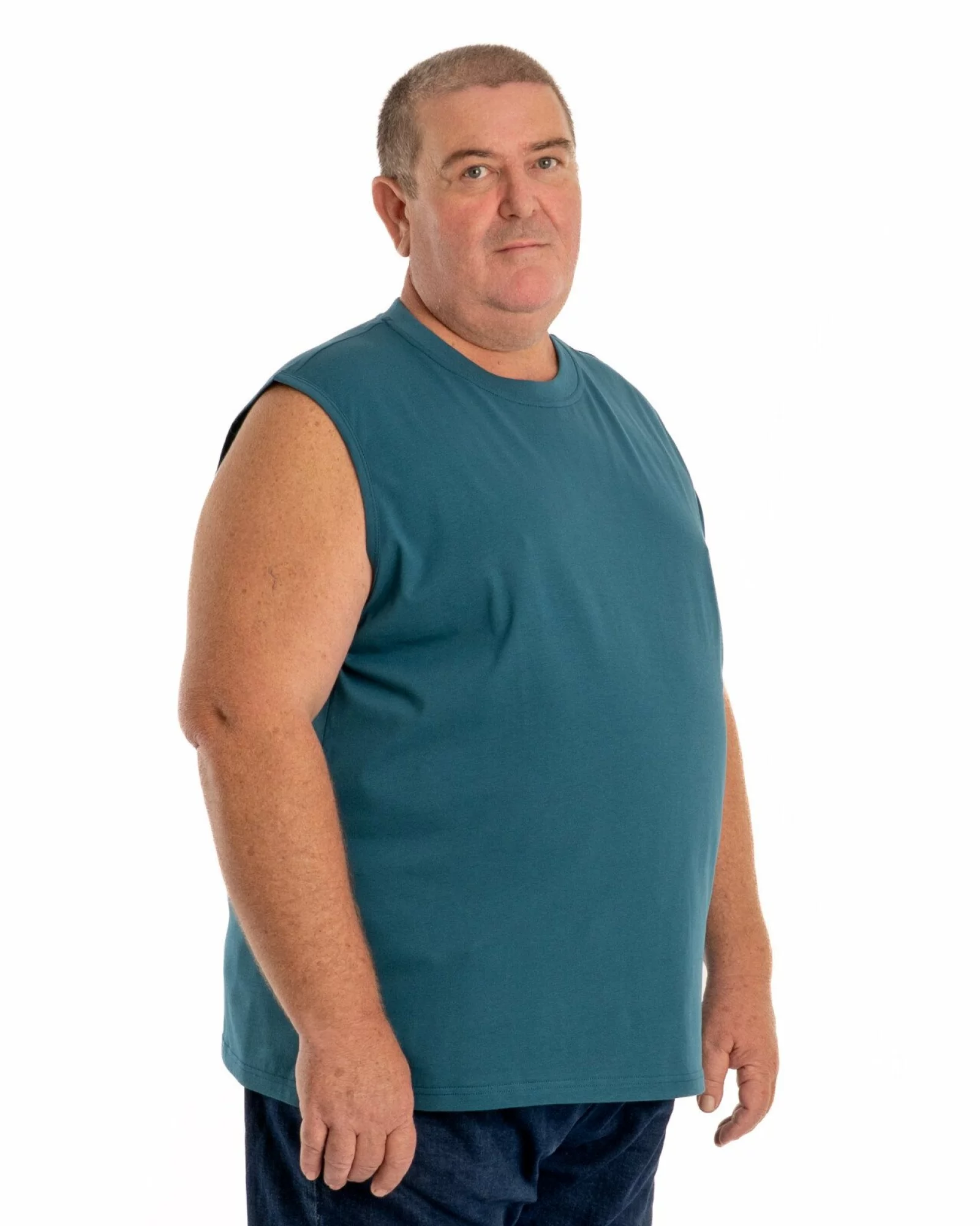 Tricou fără mâneci bărbați mărimi mari albastru petrol