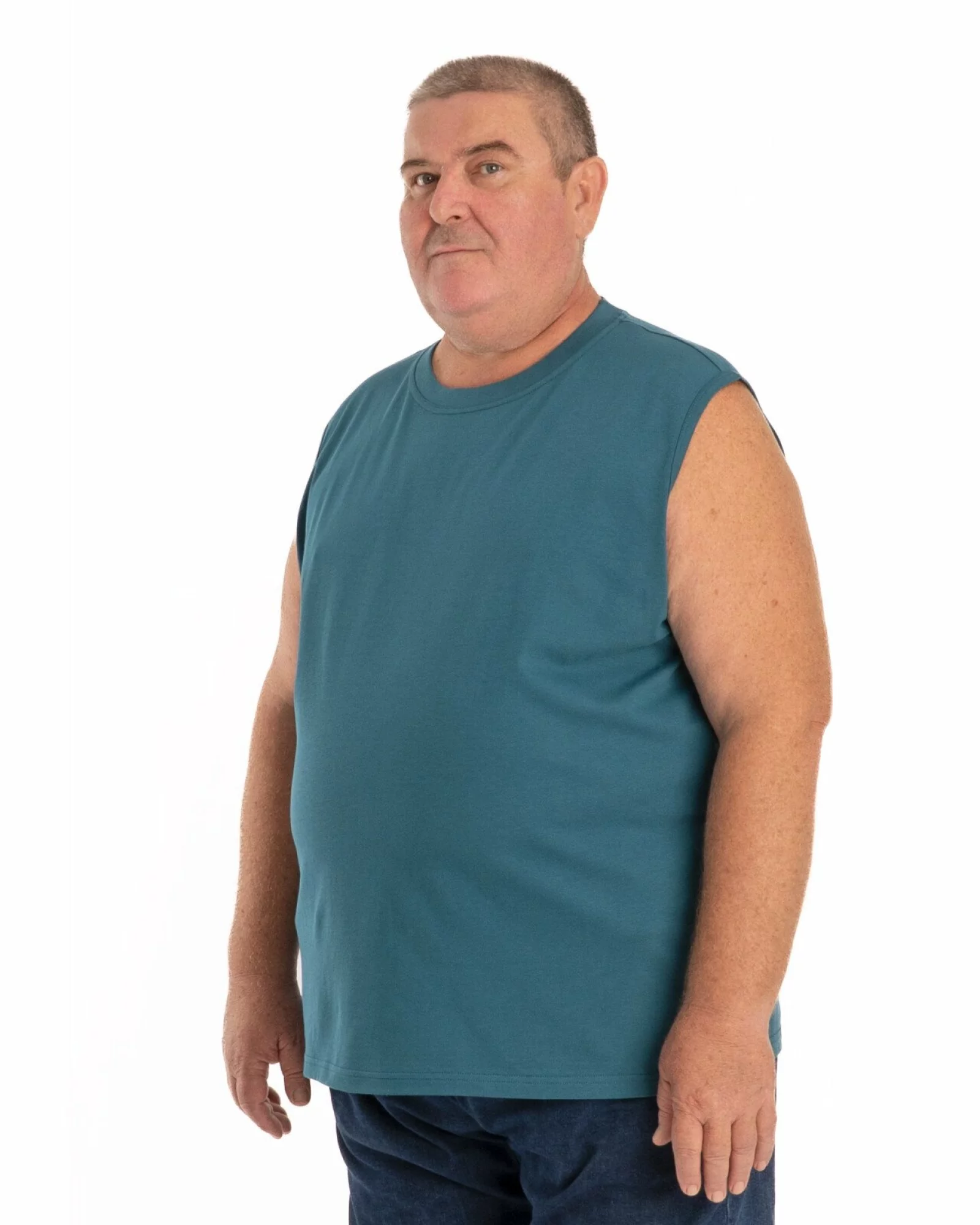 Tricou fără mâneci bărbați mărimi mari albastru petrol