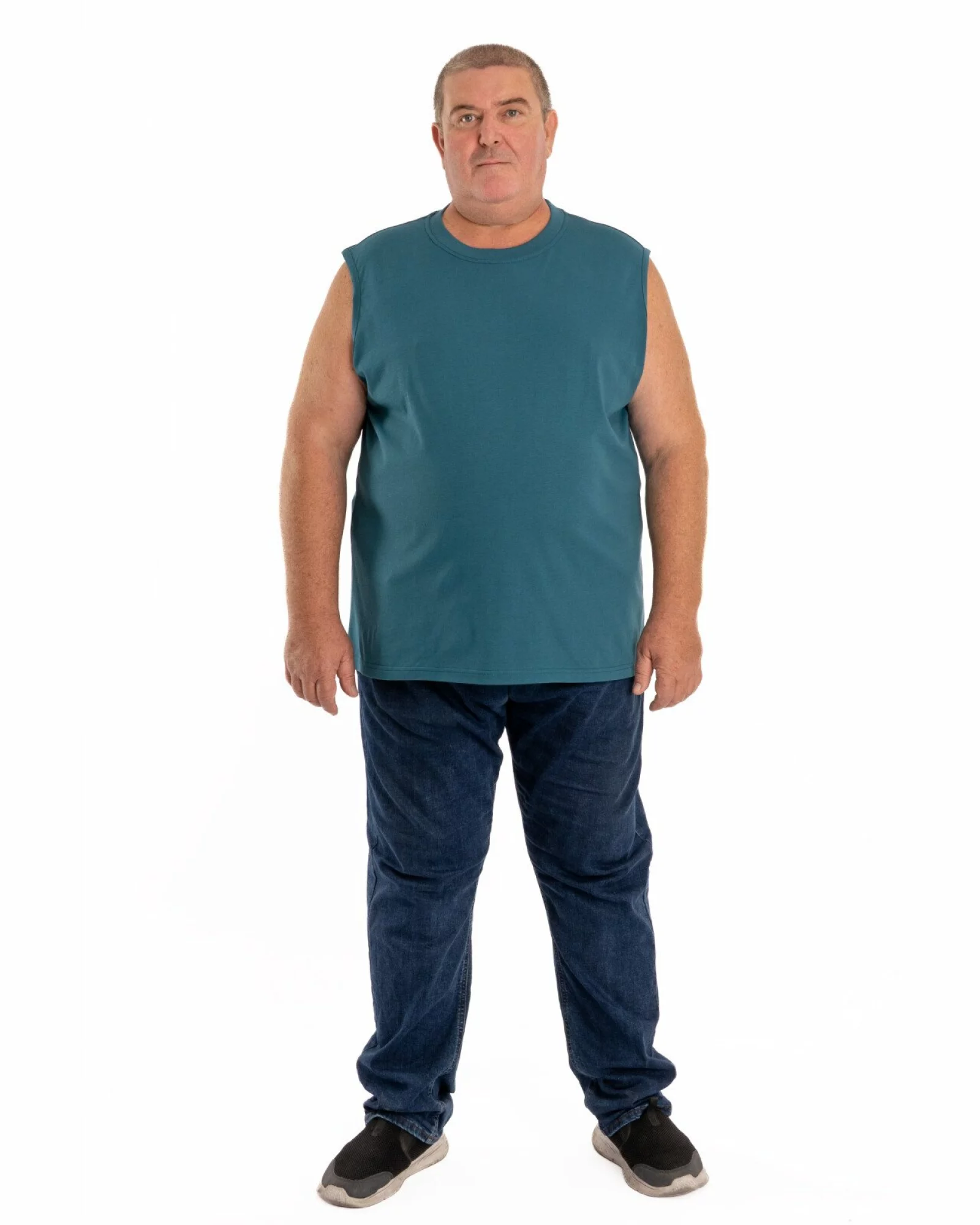 Tricou fără mâneci bărbați mărimi mari albastru petrol
