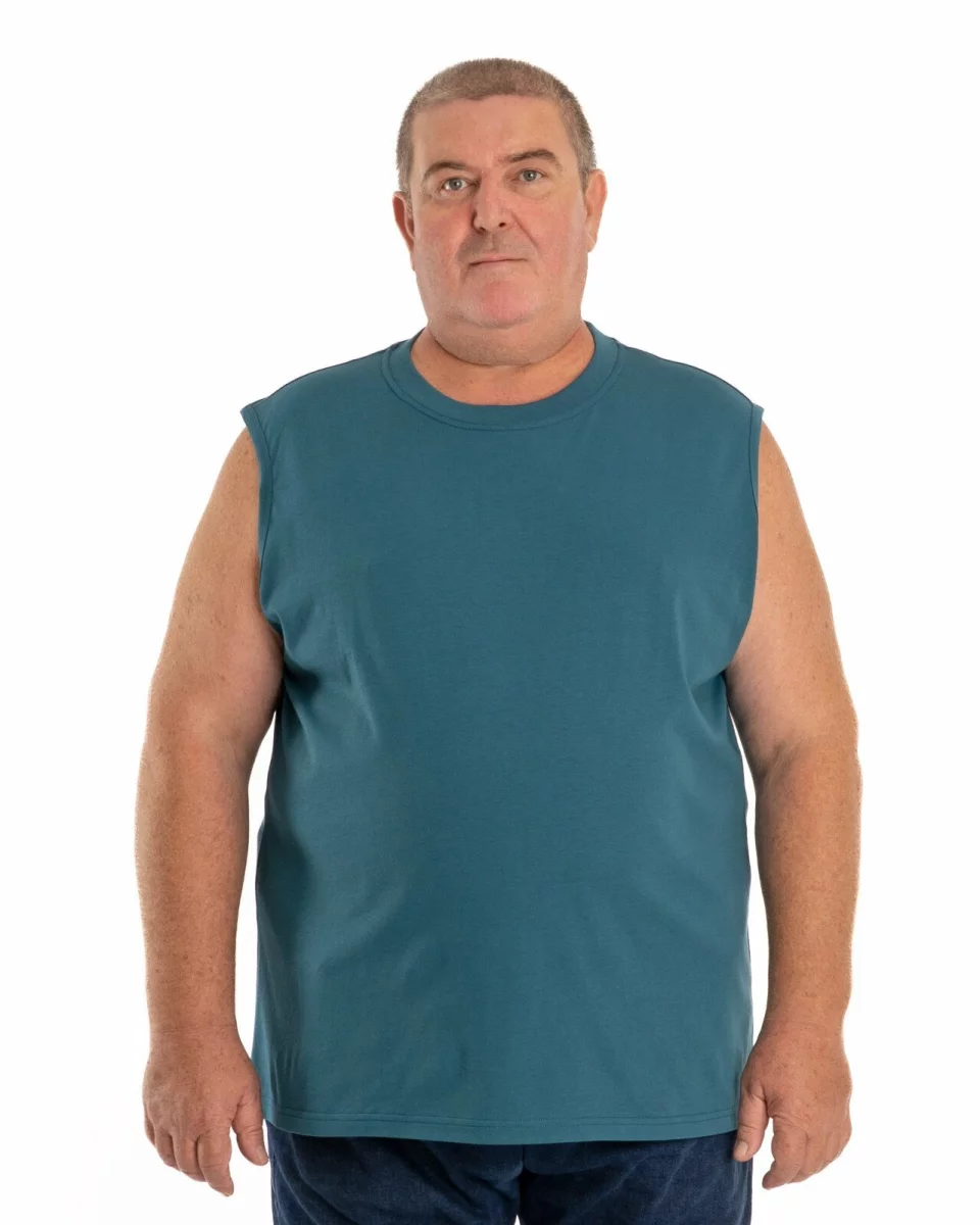Tricou fără mâneci bărbați mărimi mari albastru petrol