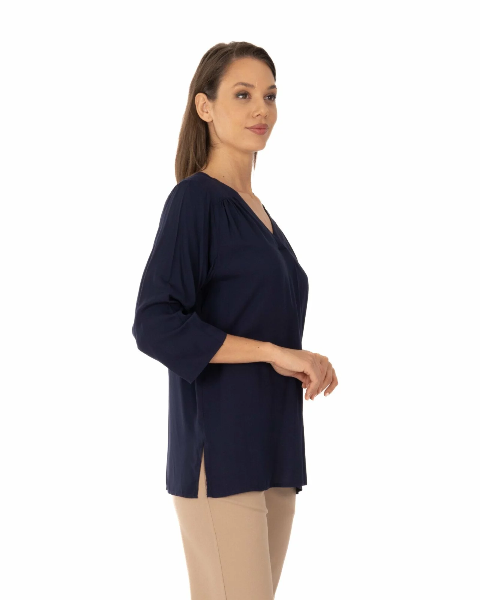 Bluză damă elegantă vâscoză bleumarin V.2017