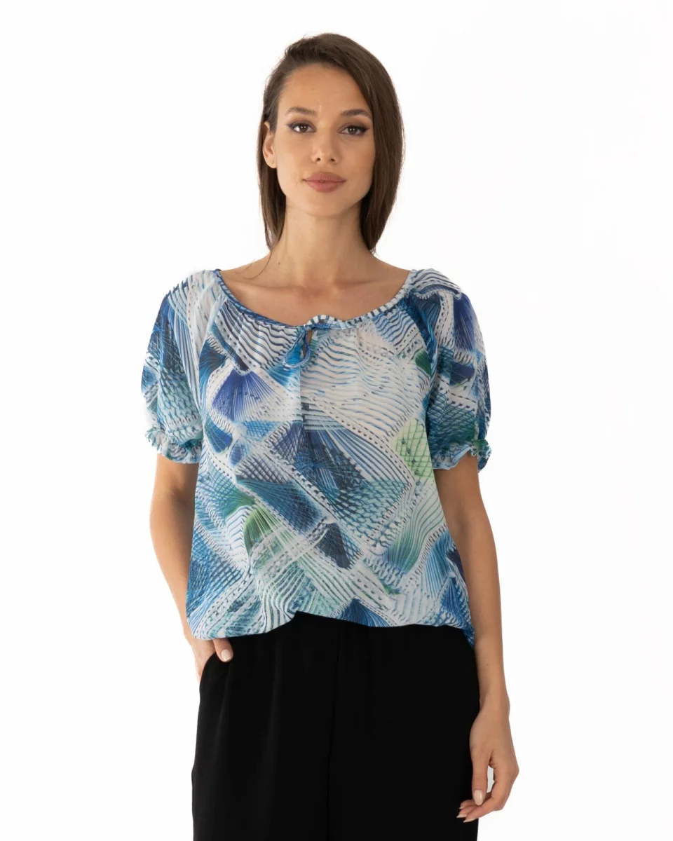 Bluza dama eleganta vascoza turcoaz V.2505.4