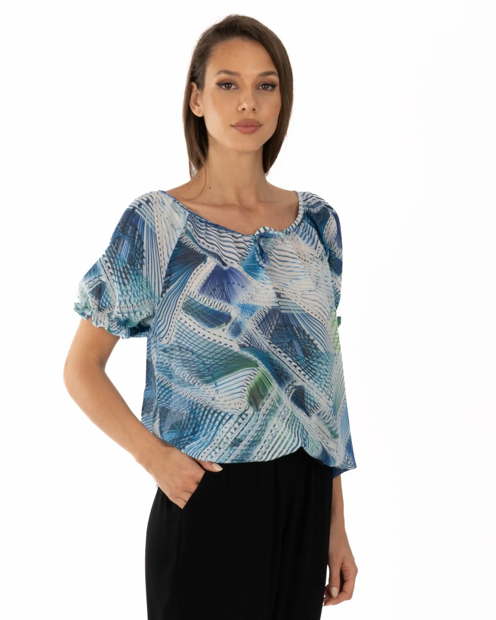 Bluza dama eleganta vascoza turcoaz V.2505.4