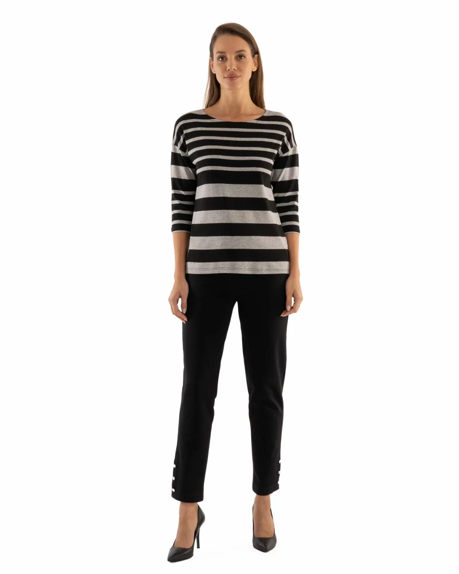 Bluza dungi gri melanj cu negru