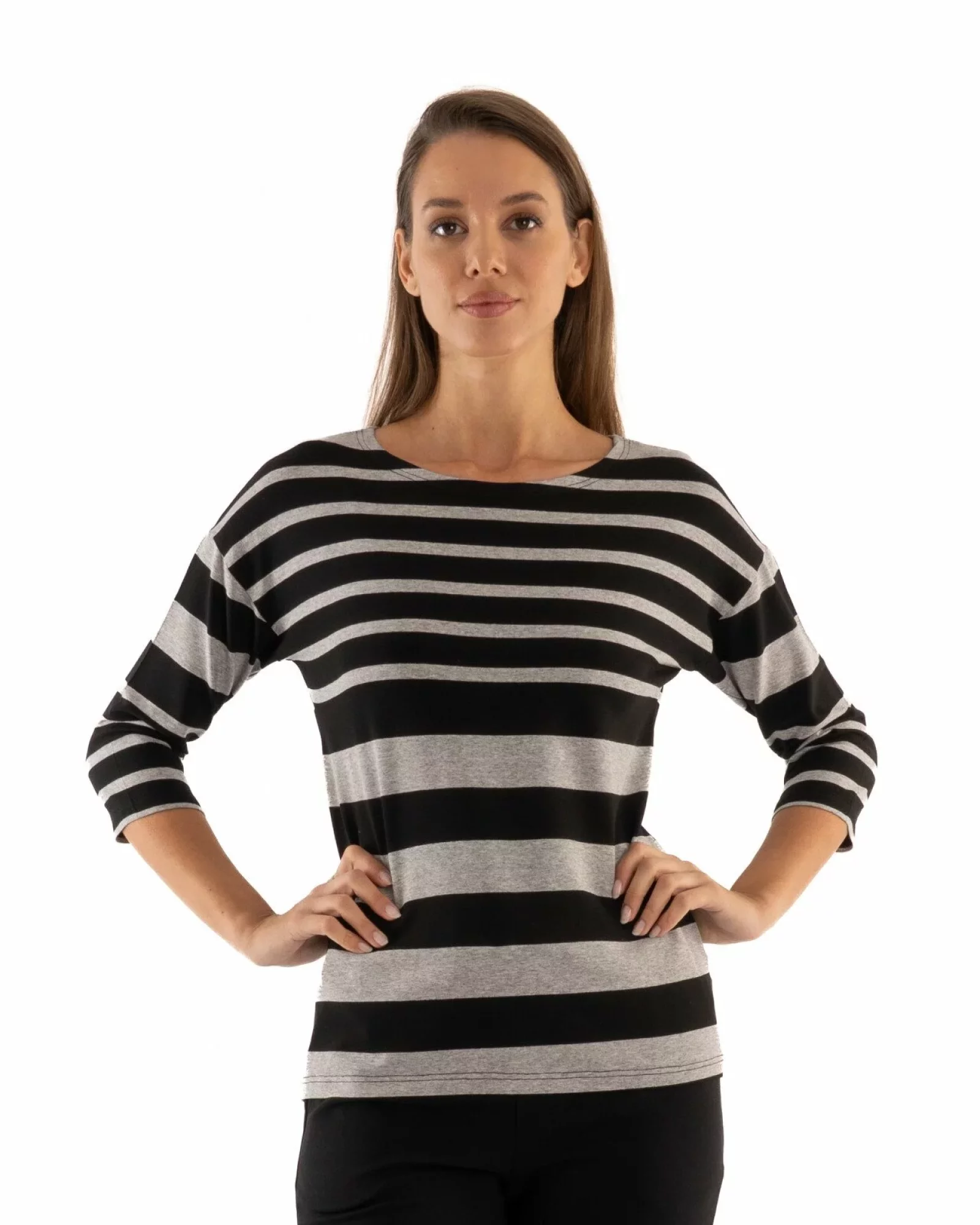 Bluza dungi gri melanj cu negru